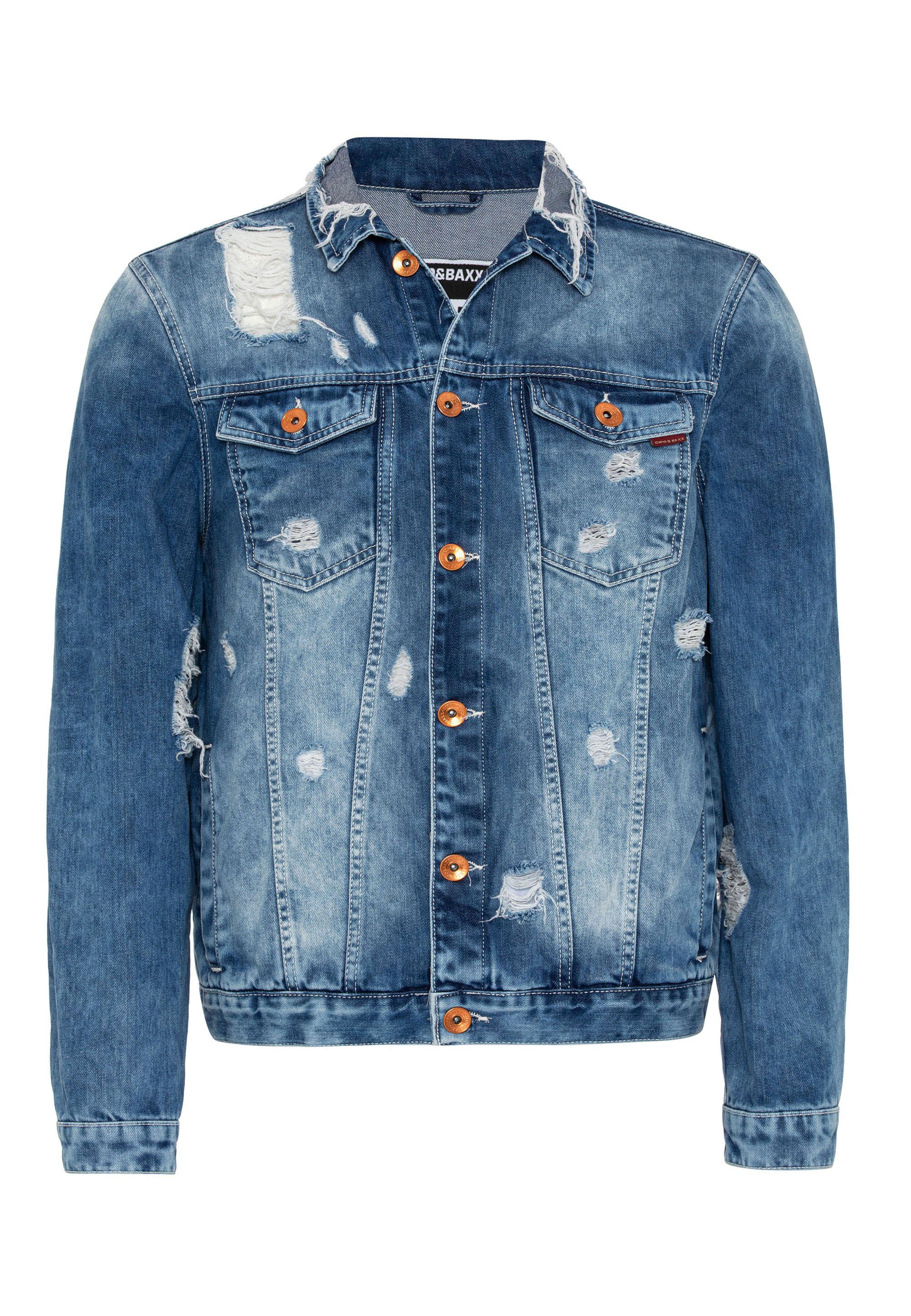 & Cipo coolen Jeansjacke Baxx mit Destroyed-Elementen