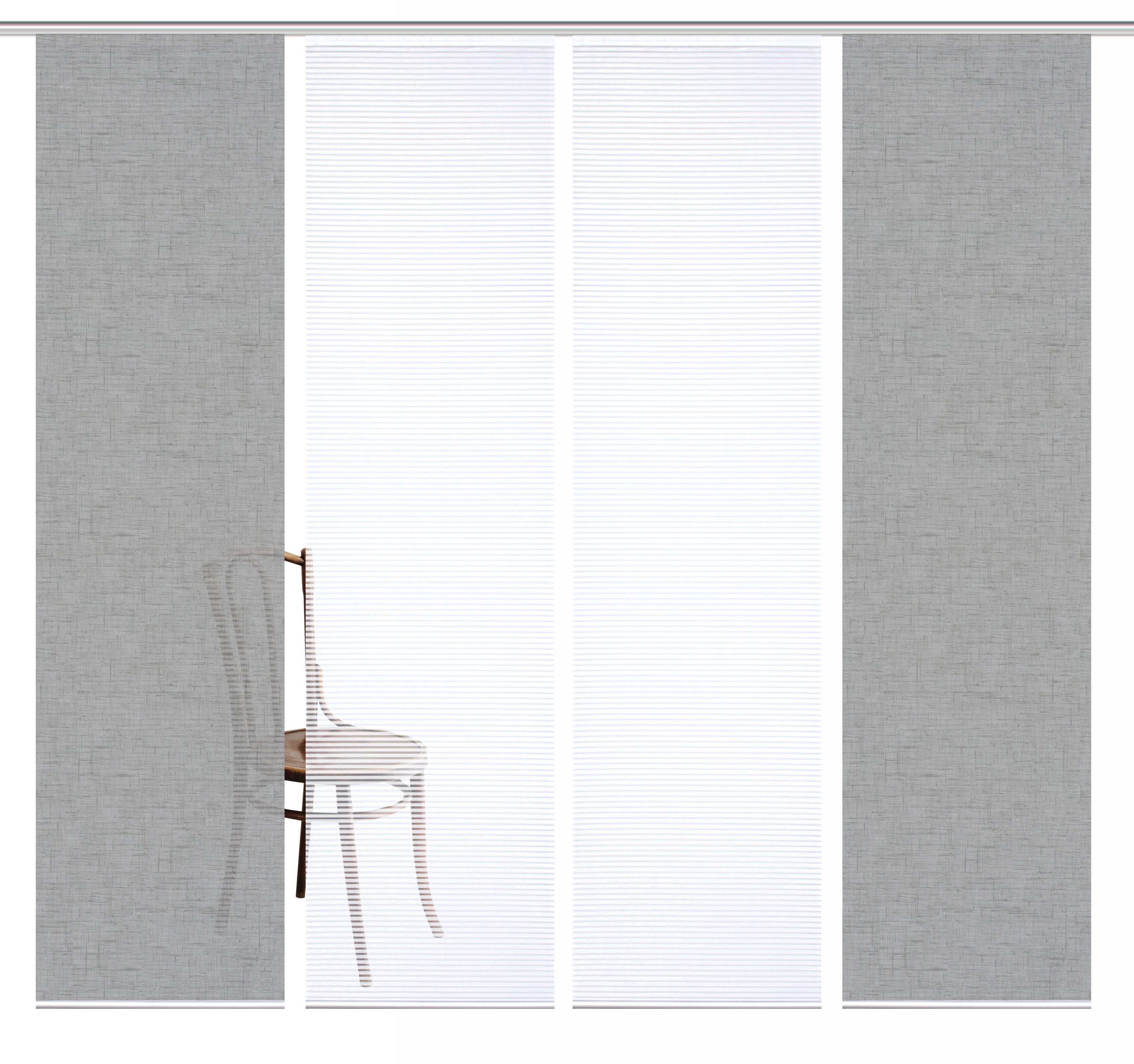 HOME in green Schiebegardine ESTRA (4 St), Paneelwagen, halbtransparent, SET DIGITALDRUCK,BAMBUSOPTIK RECYCELT