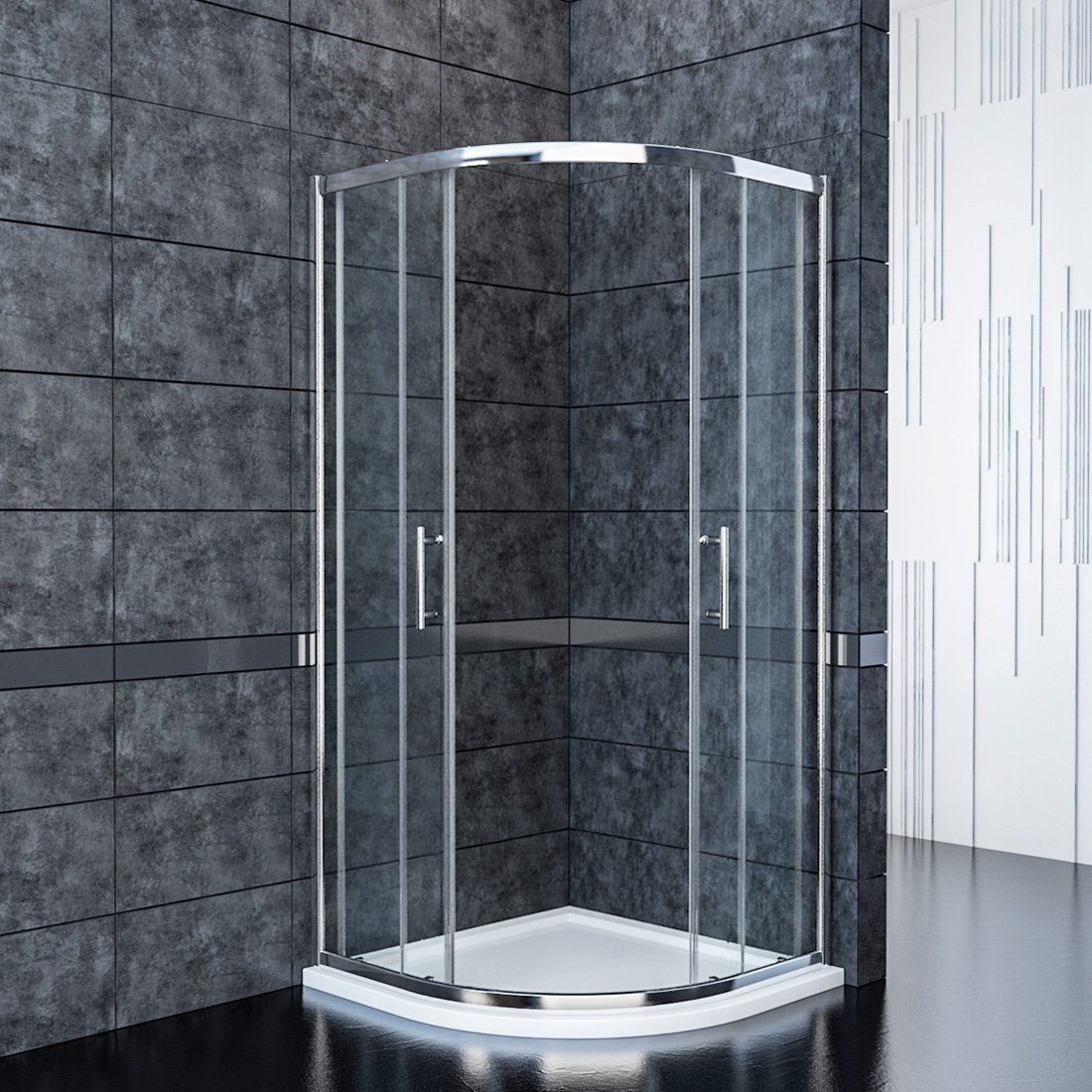 SONNI Runddusche Duschkabine rund,80cm-100cm,Viertelkreis,Eckdusche,Schiebe günstig online kaufen
