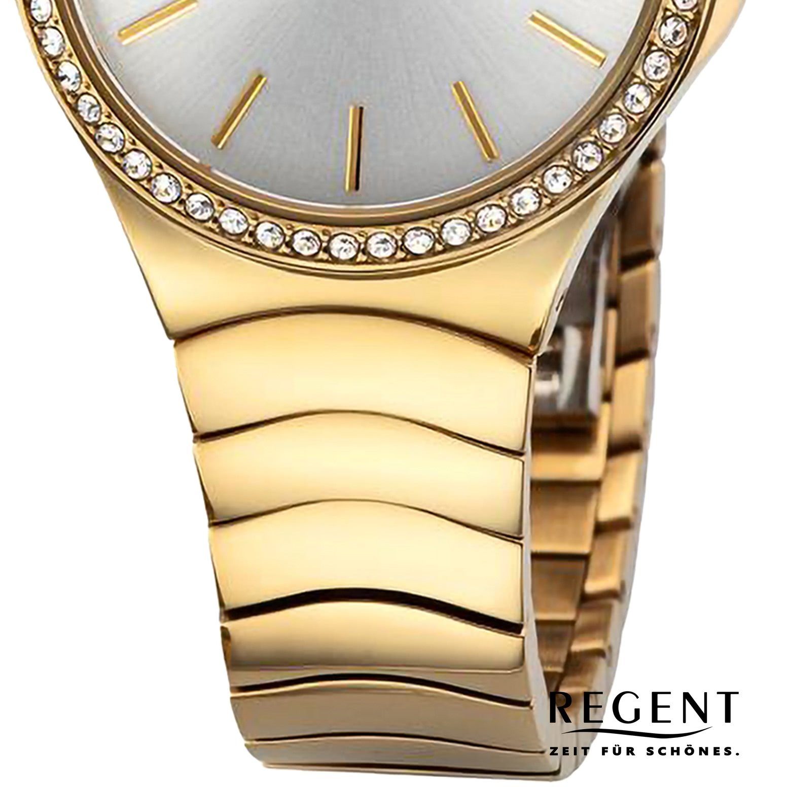 extra rund, Analog, 33mm), Damen (ca. Regent Regent Quarzuhr Damen Metallarmband Armbanduhr Armbanduhr groß