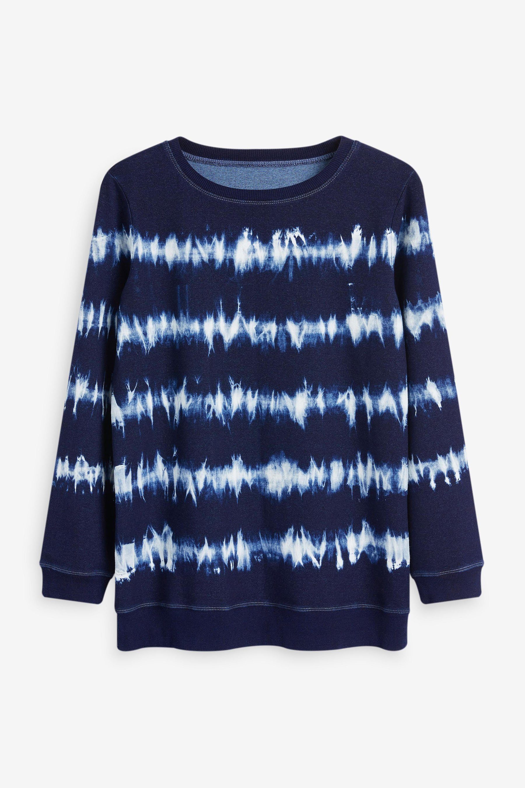 Damen Pullover Next Sweatshirt Pullover aus Jersey-Denim mit Rundhalsausschnitt