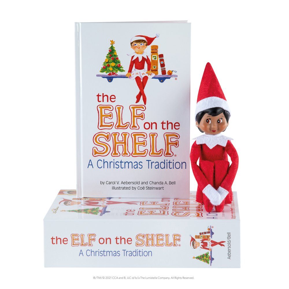 Elf on the Box Mädchen Shelf Set Englisch Weihnachtsfigur Dark
