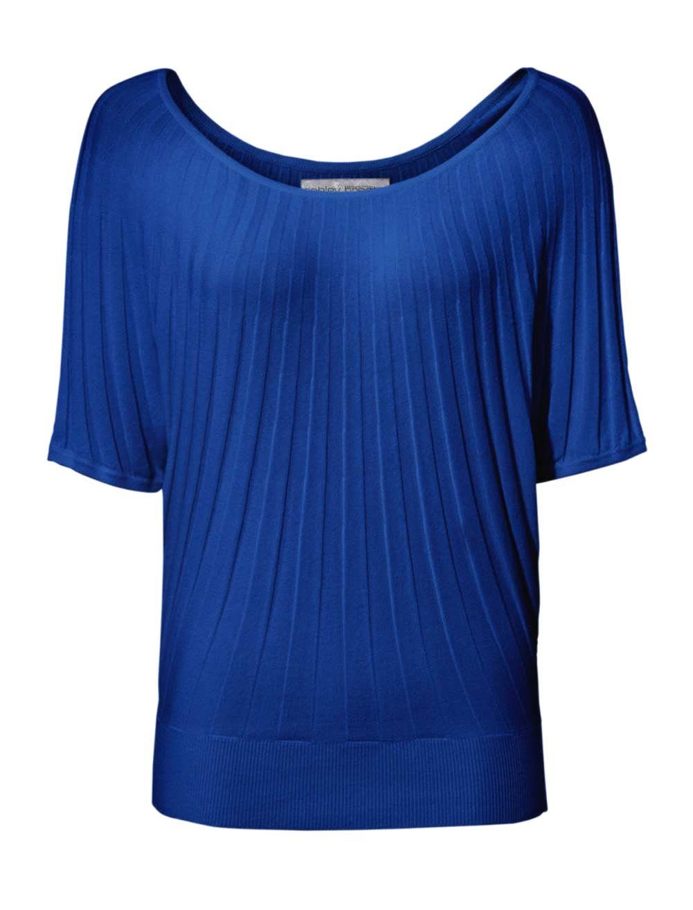 Chemisier Ashley Brooke Taille 42, Bleu Marine à Pois Blancs, Manches Courtes, Viscose