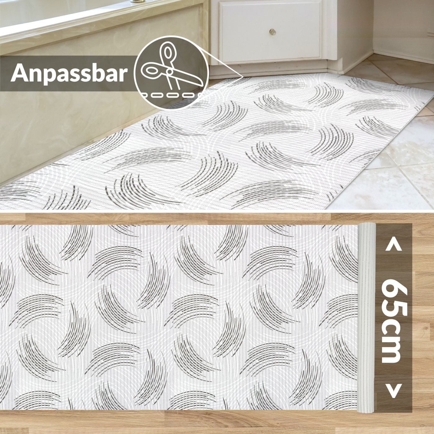 ANRO Schaum-Badematte Premium Zirkel rutschfester Badvorleger mit Drainage, Höhe 5 mm, schnelltrocknend, Drainage, hält die füße warm, isolierend, PVC, Rechteck – Bild 3 von 5