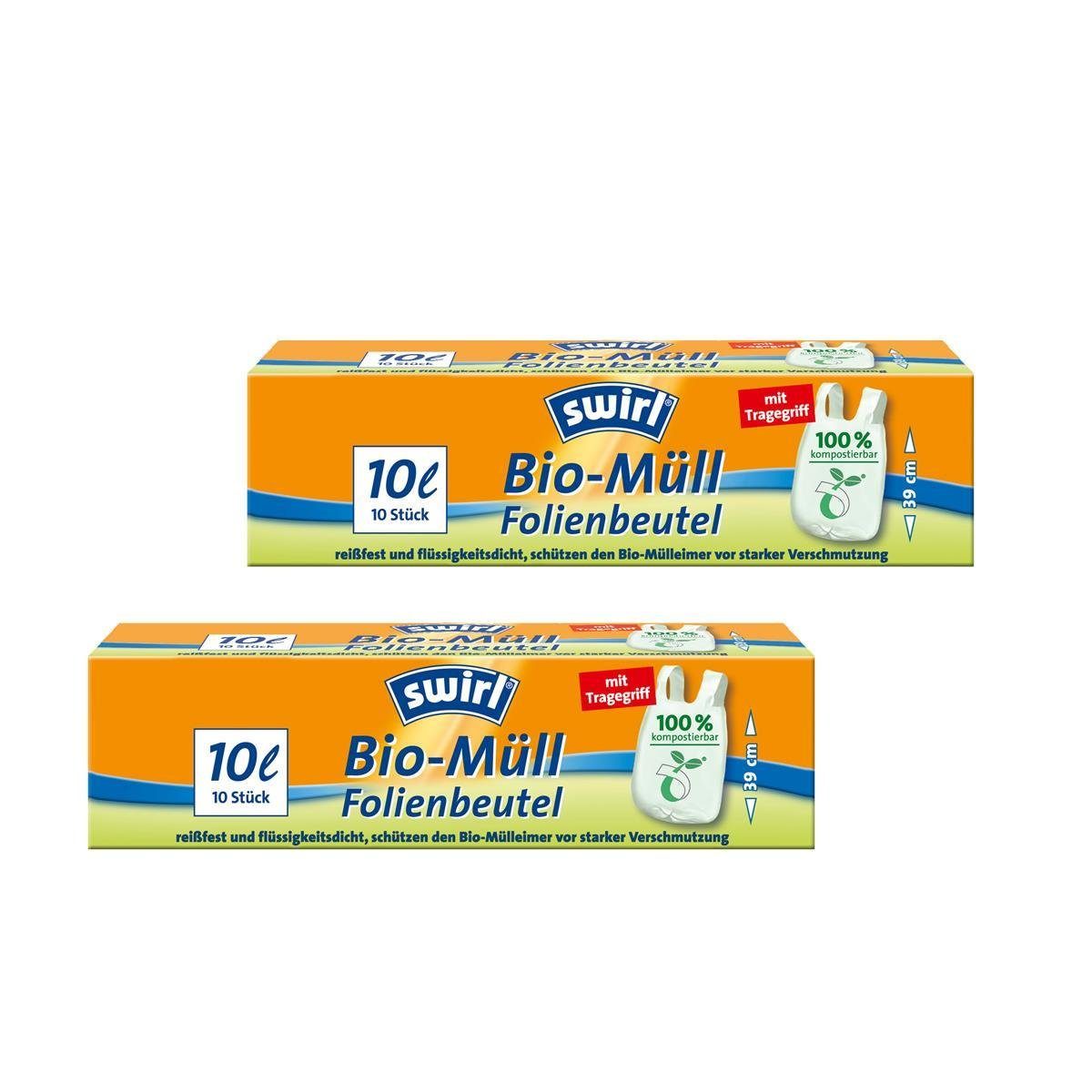 Swirl Müllbeutel Swirl Bio-Müll Folien-Beutel 10l mit Tragegriff 10  stk./Rolle (2er Pac