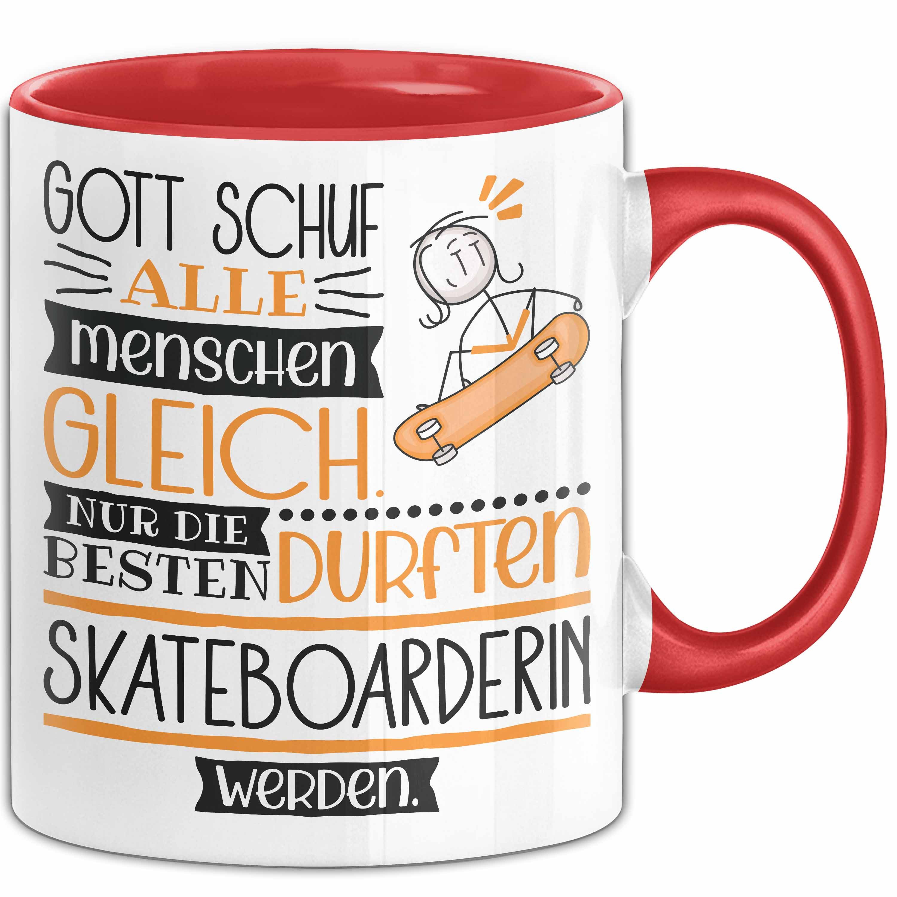 Trendation Tasse Skateboarderin Geschenk Becher Tasse Gott Schuf Alle Menschen Gleich N, Keramik