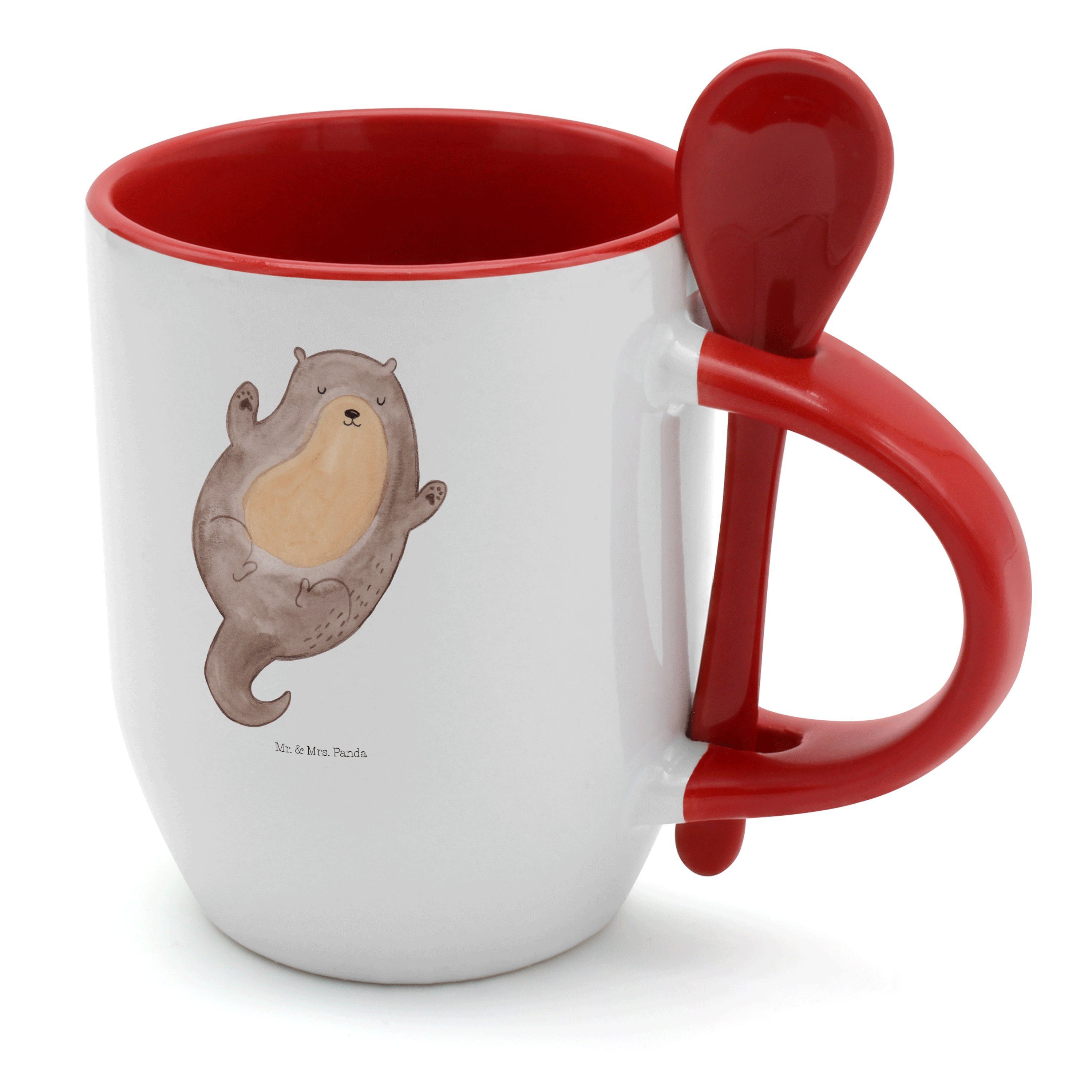 Mr. & Mrs. Panda Tasse Umarmen Weiß - Kaffeebeche, glücklich, - Kaffeetasse, Geschenk, Keramik Otter