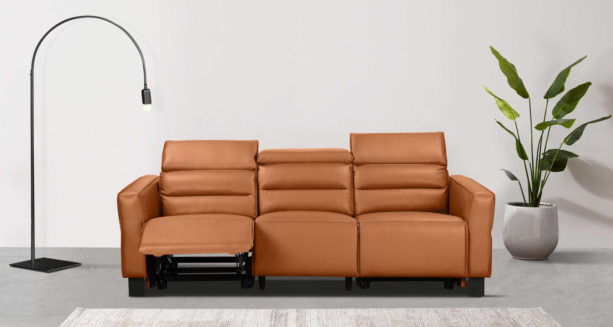 Places of Style 3-Sitzer Carpari, 224cm, manuelle od. elektrische Relaxfunktion in 2 Sitzen, mit USB-A/C, Kopfteilverstellung, Echtleder, Kunstleder, Webstoff