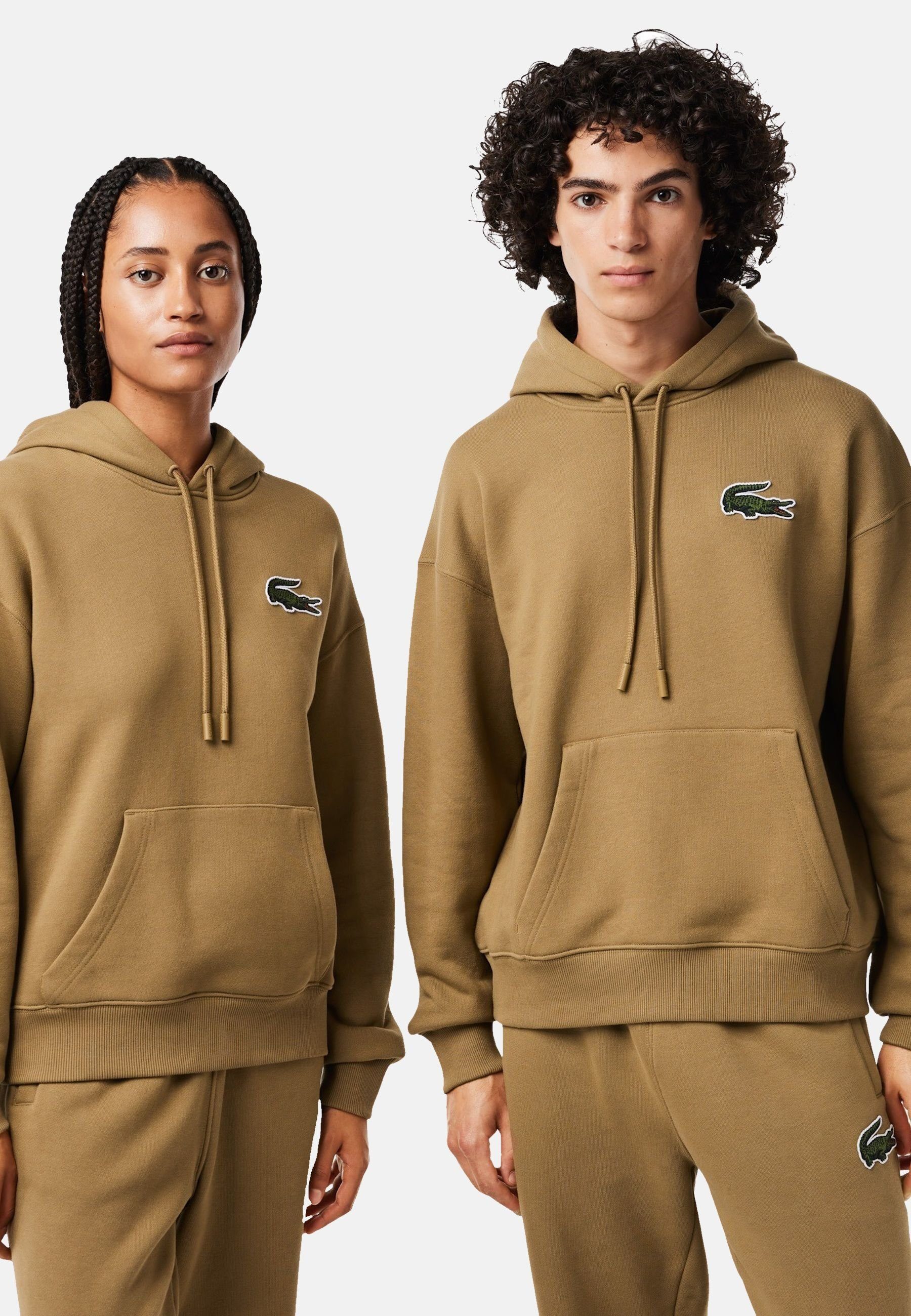 Kapuzensweatshirt mit Lacoste Kängurutasche Hoodie (1-tlg) und Brown Hoodie