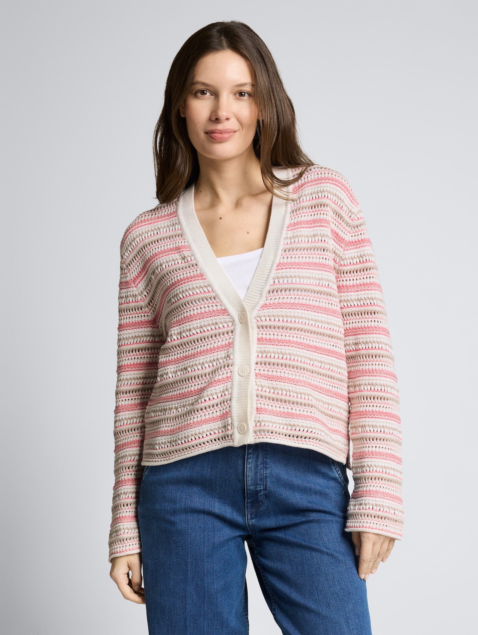 TOM TAILOR Cardigan Pullover & Strickjacken Loose Fit Cardigan mit Streifenmuster