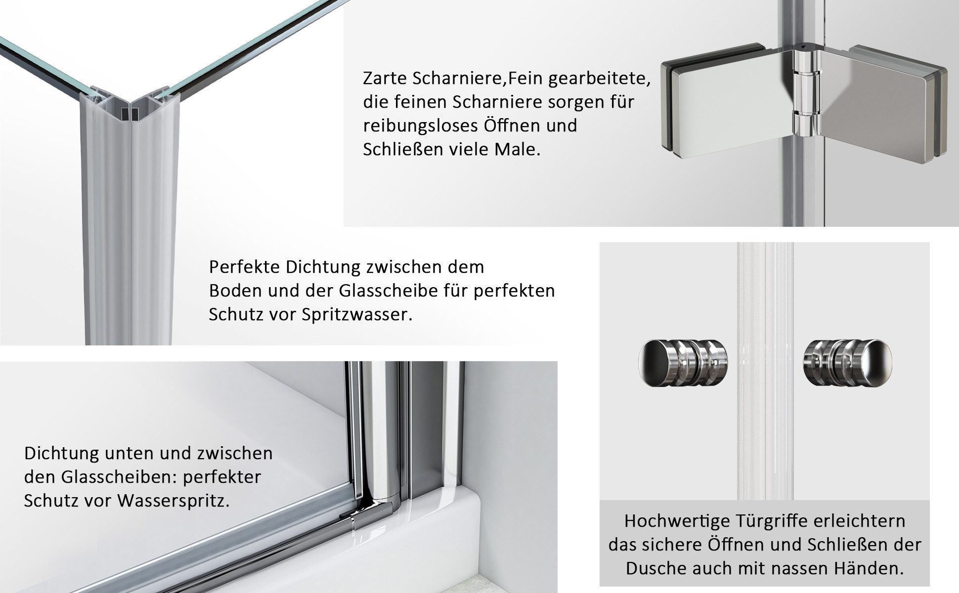 Hopibath Eckdusche 90x80 80x80 Falttür Duschkabine 100x100 100x80 H:185cm, BxT: 80x90 cm, Sicherheitsglas, 180º Falt-Duschkabine, Eckeinstieg, Magnetverschluss, Alu-Bodenleiste