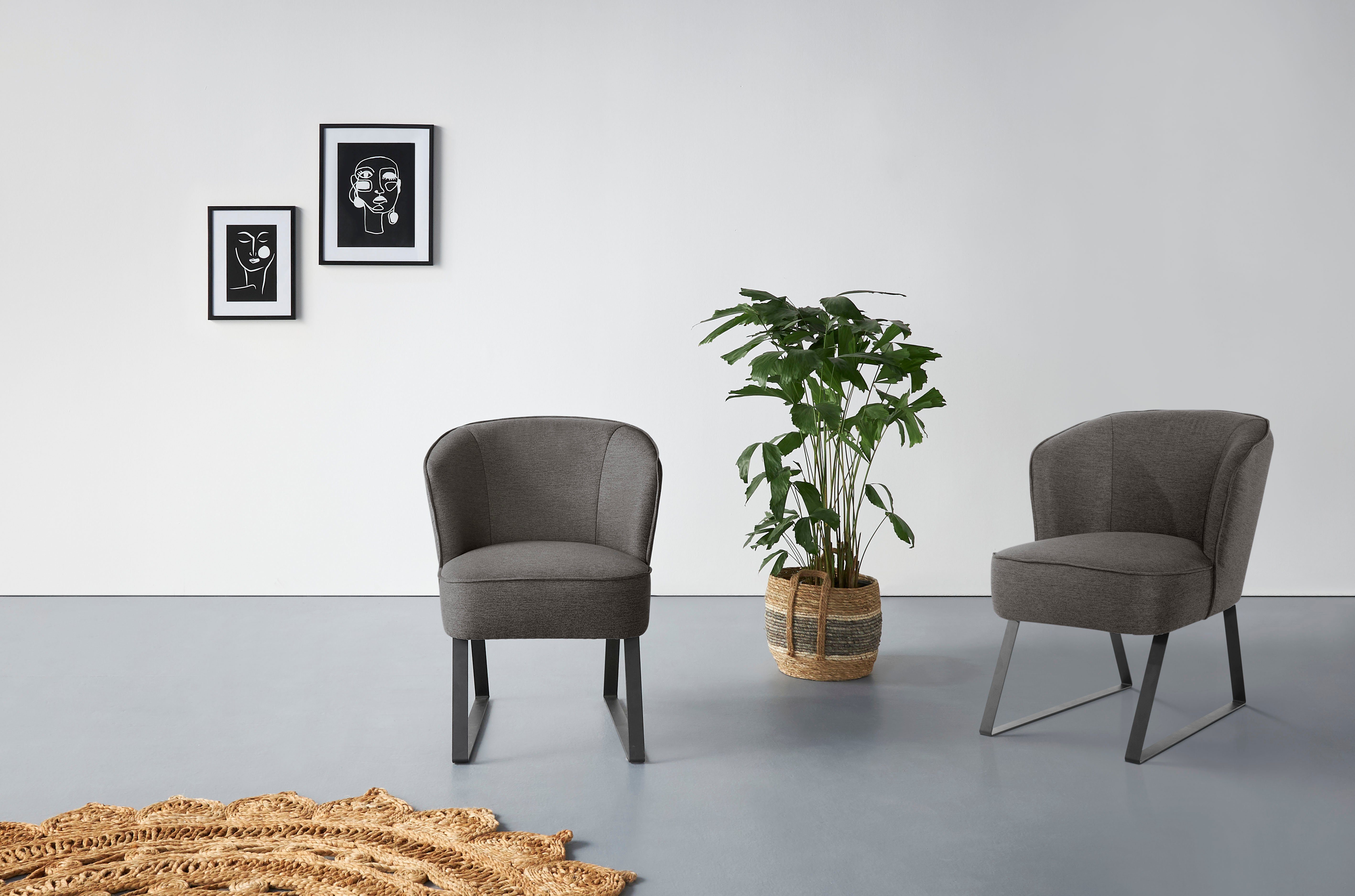 exxpo - sofa fashion Keder Qualitäten, mit verschiedenen und in Stck. Americano, 1 Metallfüßen, Bezug Sessel
