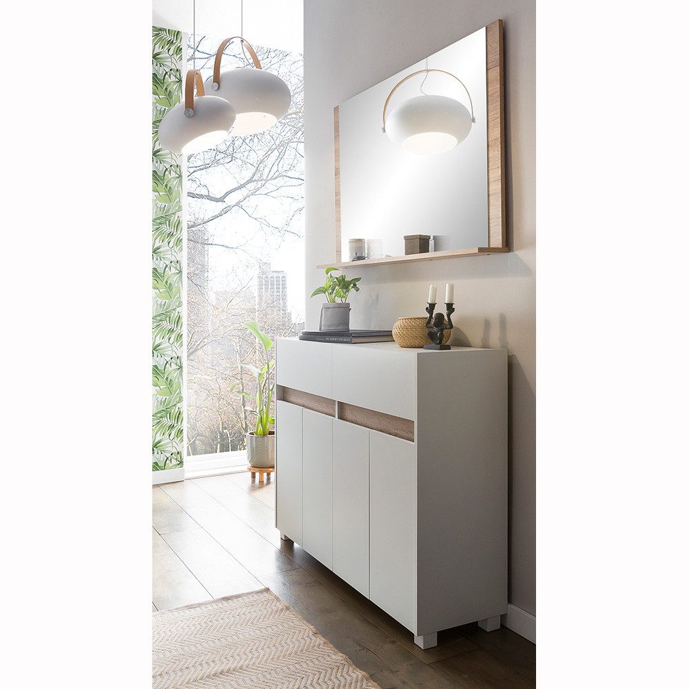 Lomadox Garderoben-Set CORATO-80, (Spar-Set, 2-St), weiß mit Blende in Wildeiche Nb. 112,2/180/33 cm