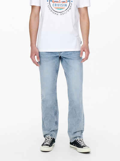 ONLY & SONS Regular-fit-Jeans Loose Fit Jeans Straight Leg Denim Pants ONSEDGE Stoned Washed (1-tlg) 3965 in Hellblau
