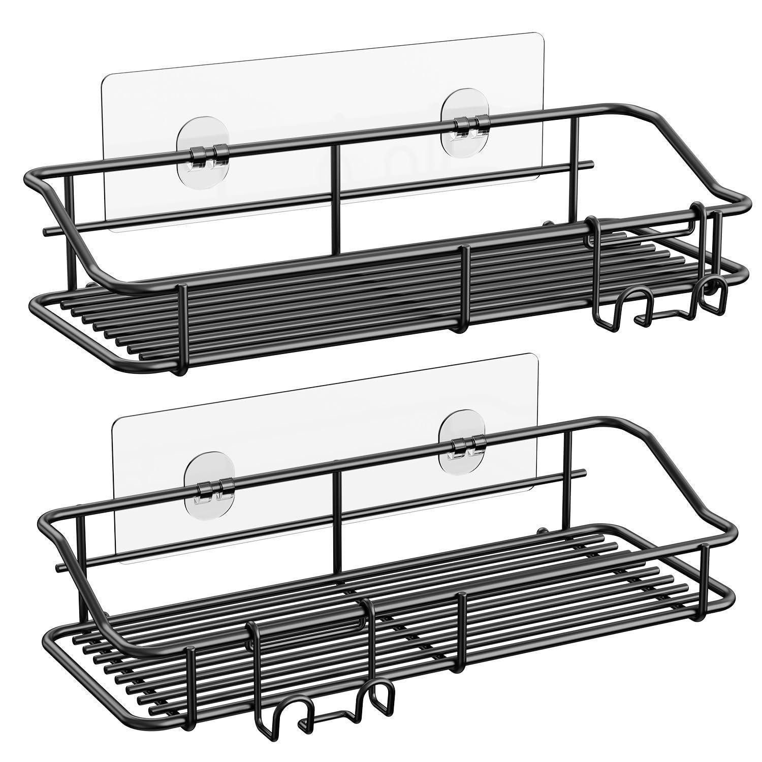 LuxusKollektion Duschablage Duschablage Set 2er Schwarz Edelstahl, 2-tlg.
