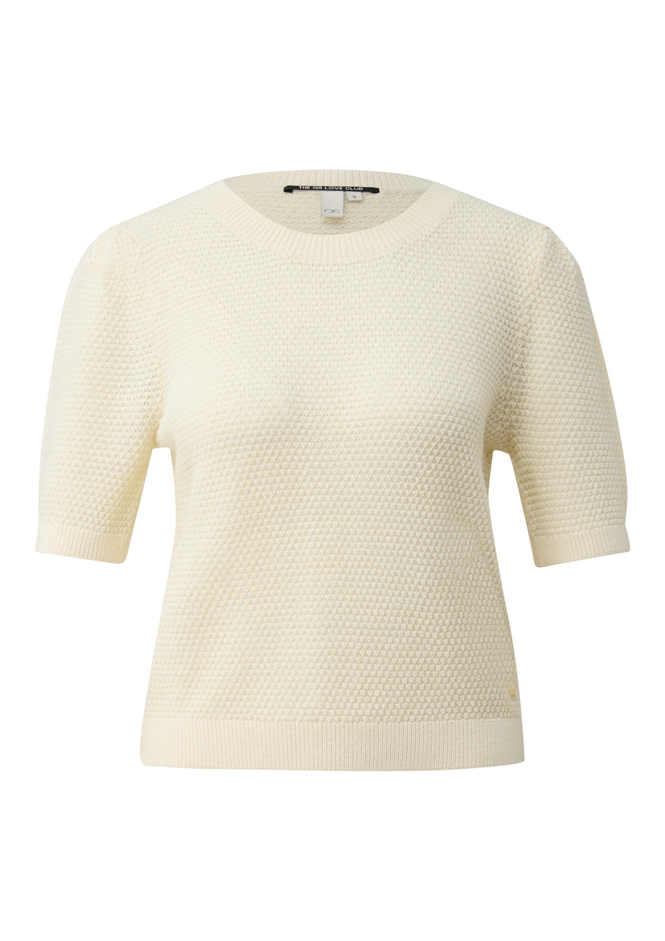 QS Kurzarmpullover Strickpullover Strukturierter Pullover