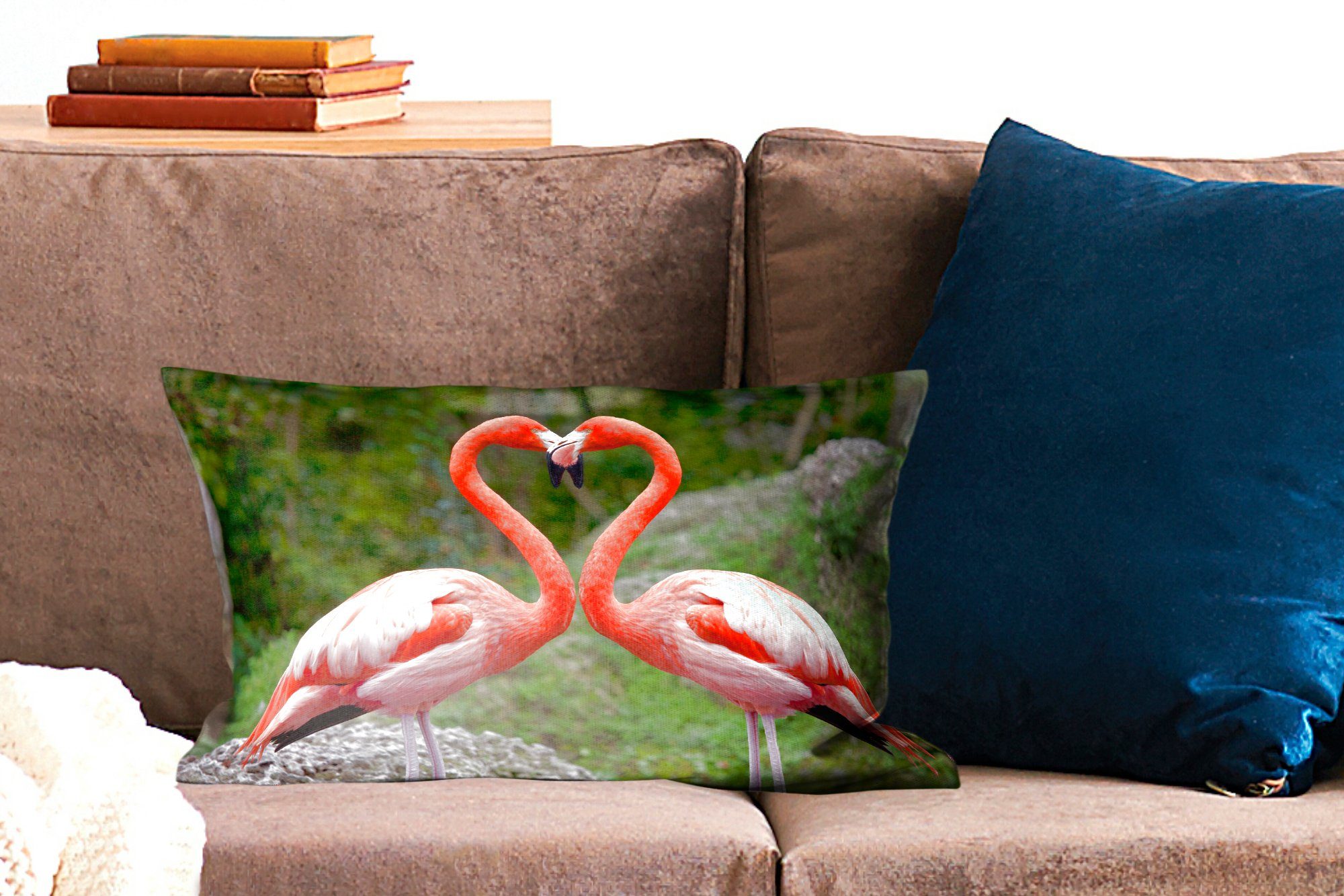 Flamingos Füllung, bilden Zwei Herz, Dekokissen Hälsen mit Dekokissen mit Schlafzimmer Dekoration, Wohzimmer ein Zierkissen, ihren MuchoWow