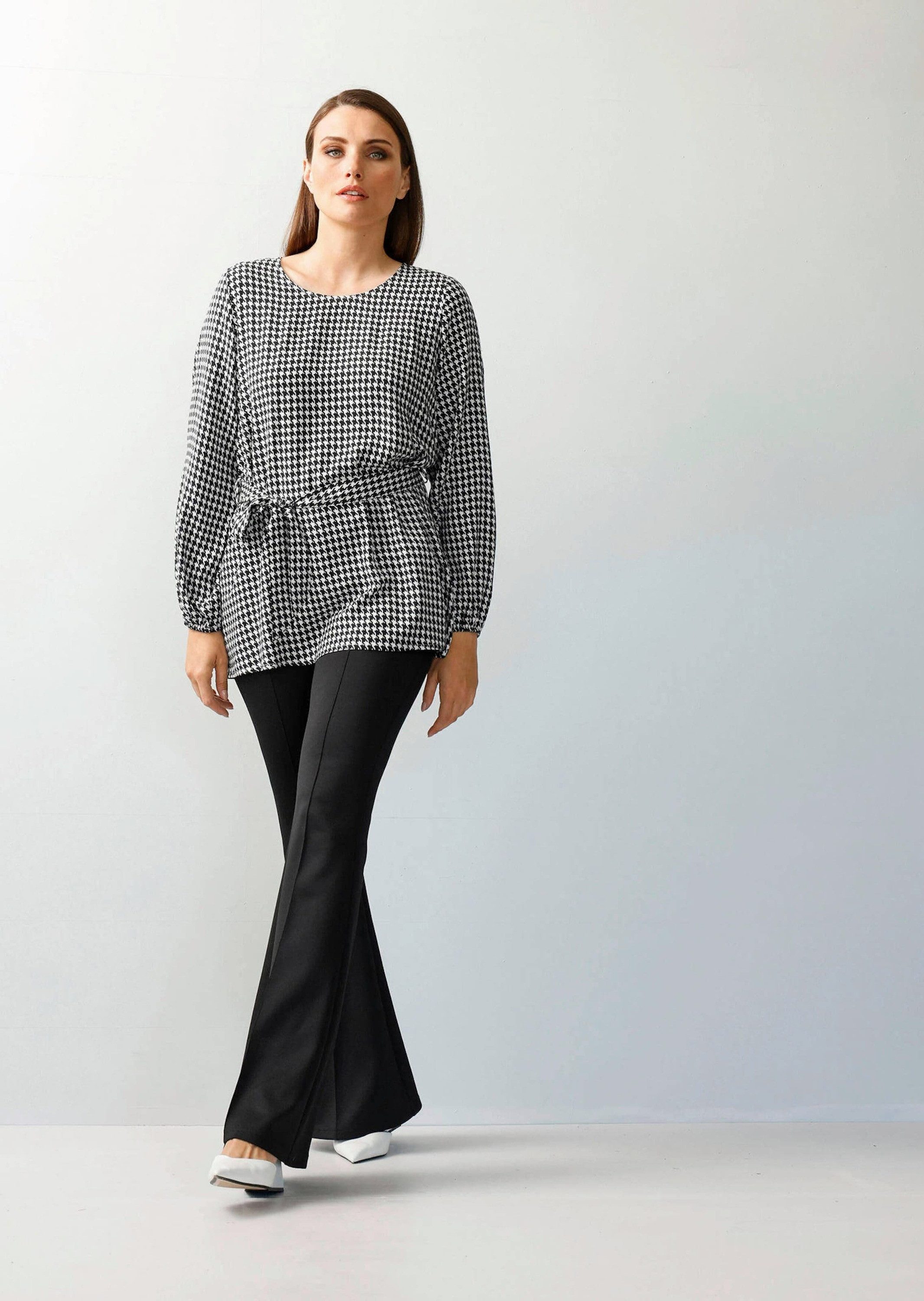Alba Moda Tunika Bluse in Hahnentrittdessin günstig online kaufen