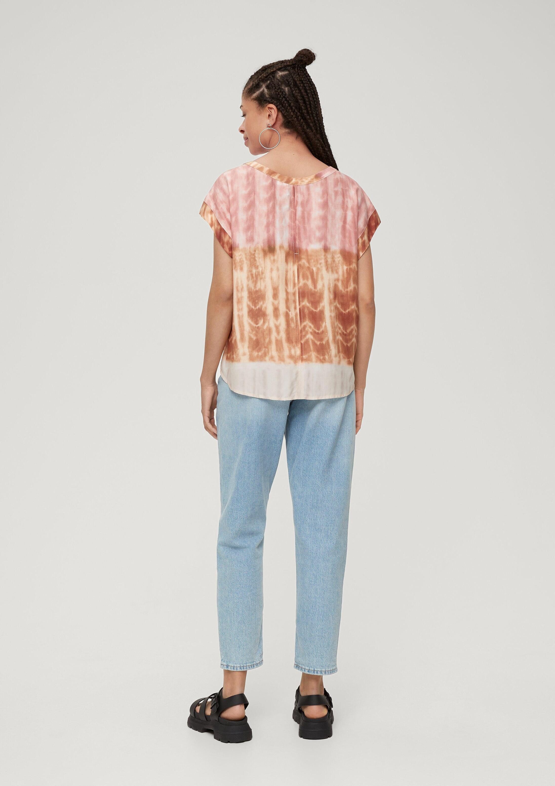 QS Kurzarmbluse Bluse Viskosebluse mit Allover-Print