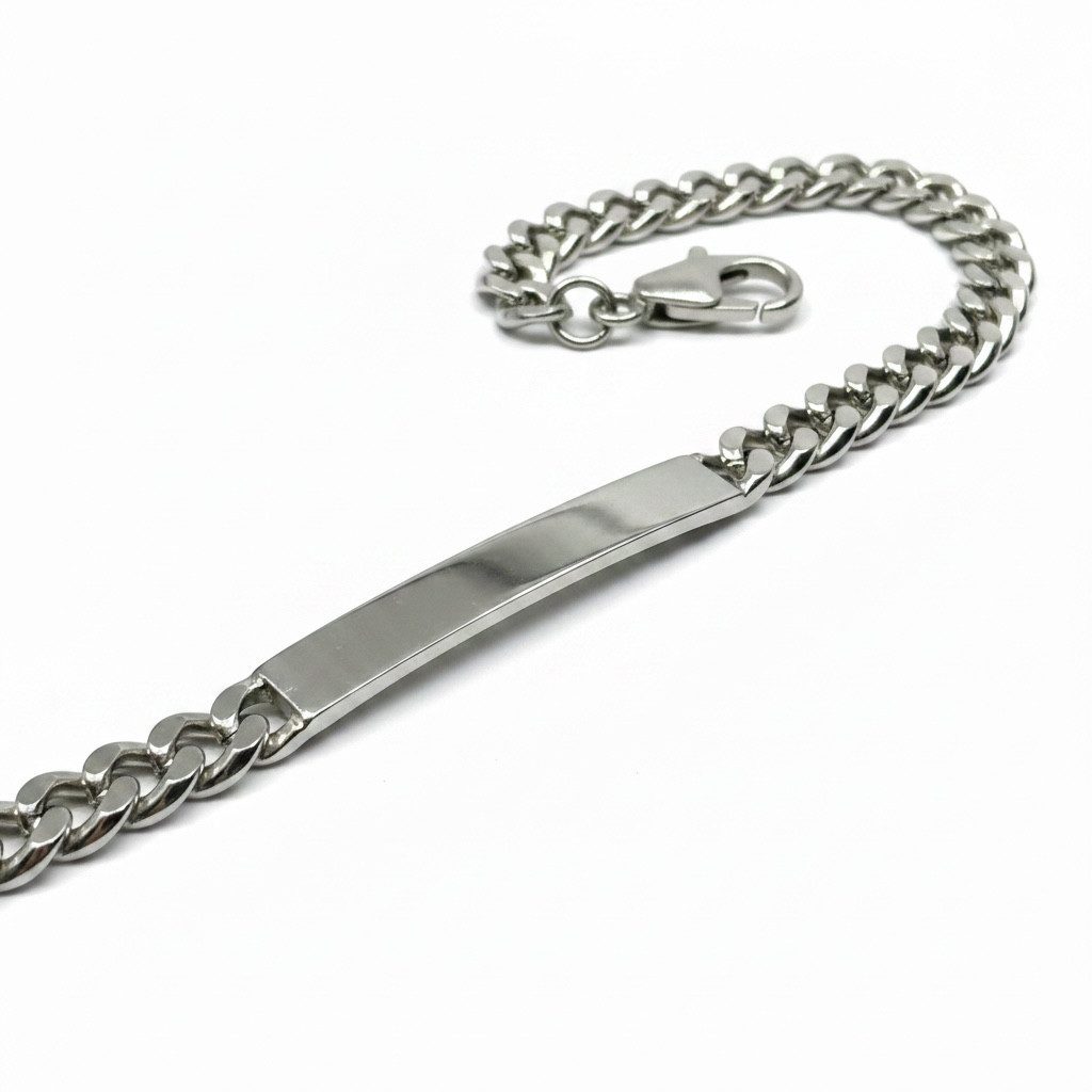 Karisma Schmuck Panzerarmband Silber 925 mit ID-Platte, 6,5 mm breit, Länge [21] cm, Identitätsarmband zum Gravieren, für Damen & Herren