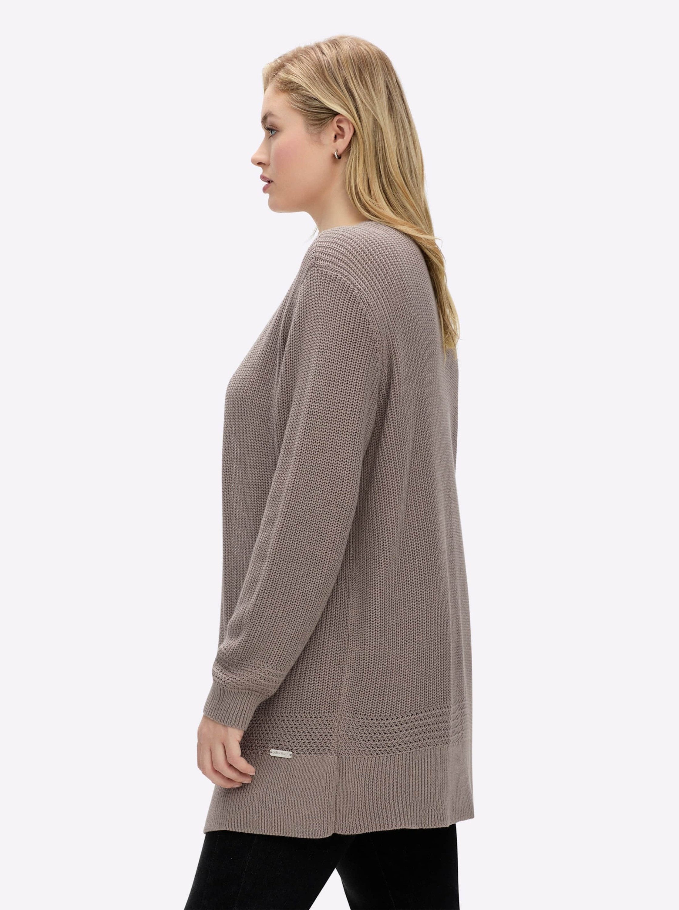 Witt Strickjacke Strickjacke Langarm Rippoptik in Grobstrick-Optik, offene Form
