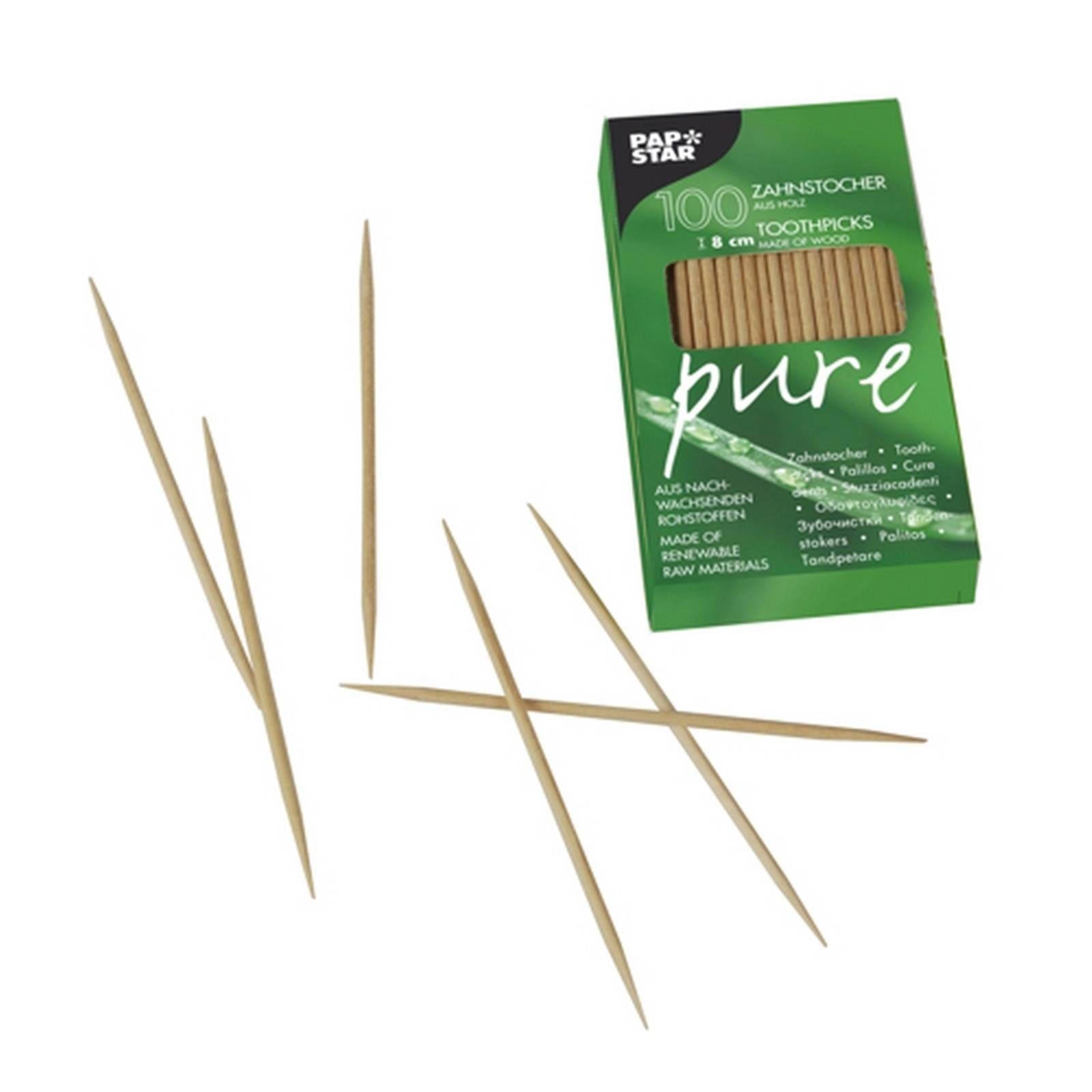 "pure" 100 PAPSTAR rund Einwegschale 8 cm, (100-tlg) Holz, Holz Zahnstocher,