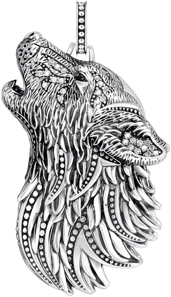 THOMAS SABO Kettenanhänger Wolf-Profil, mit Zirkonia (synth)