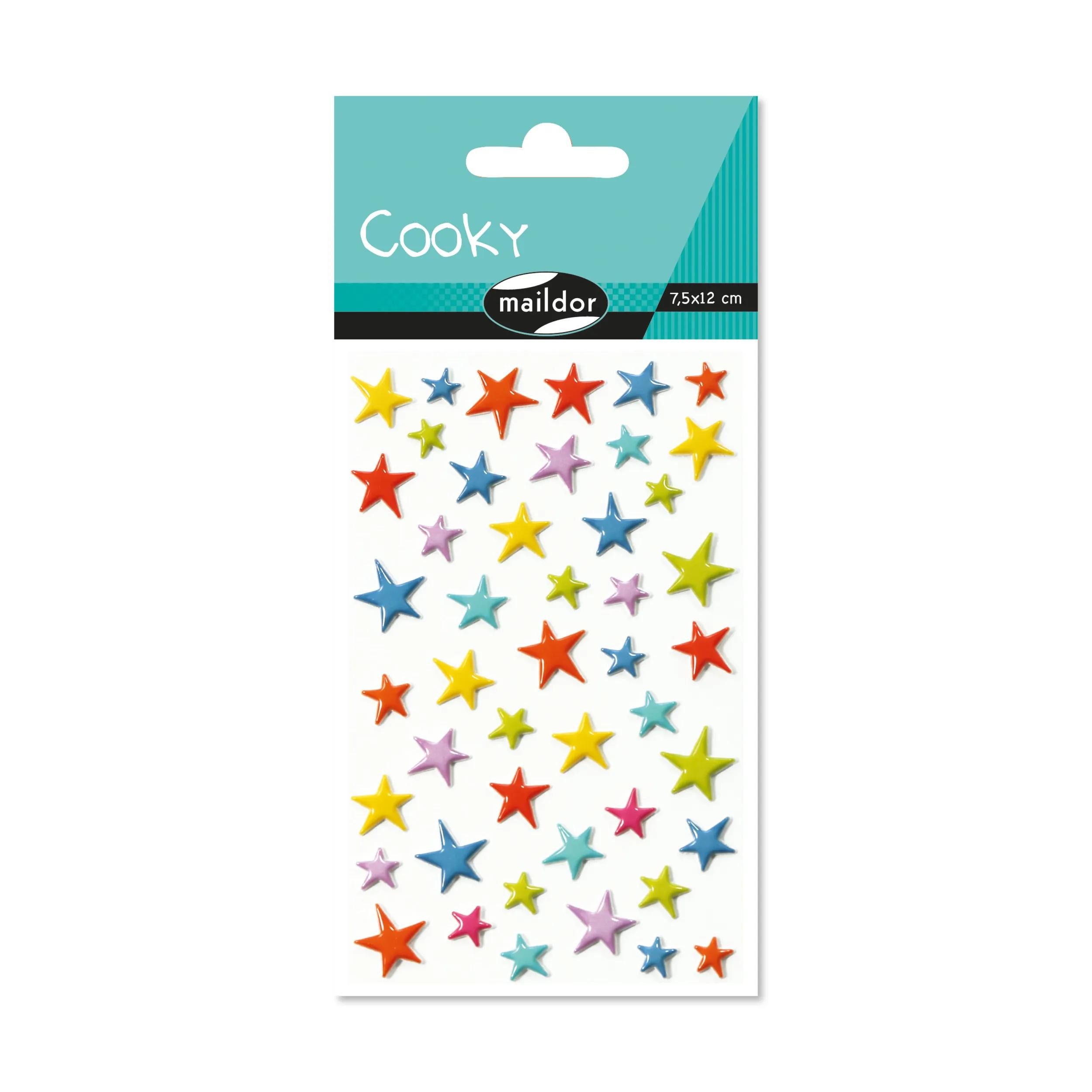 Thumbnail - maildor Sticker 10x Cooky, 1 Stickerbogen 7,5x12cm, Farbige Sterne Mehrfarbig 560501C, My Mandarine