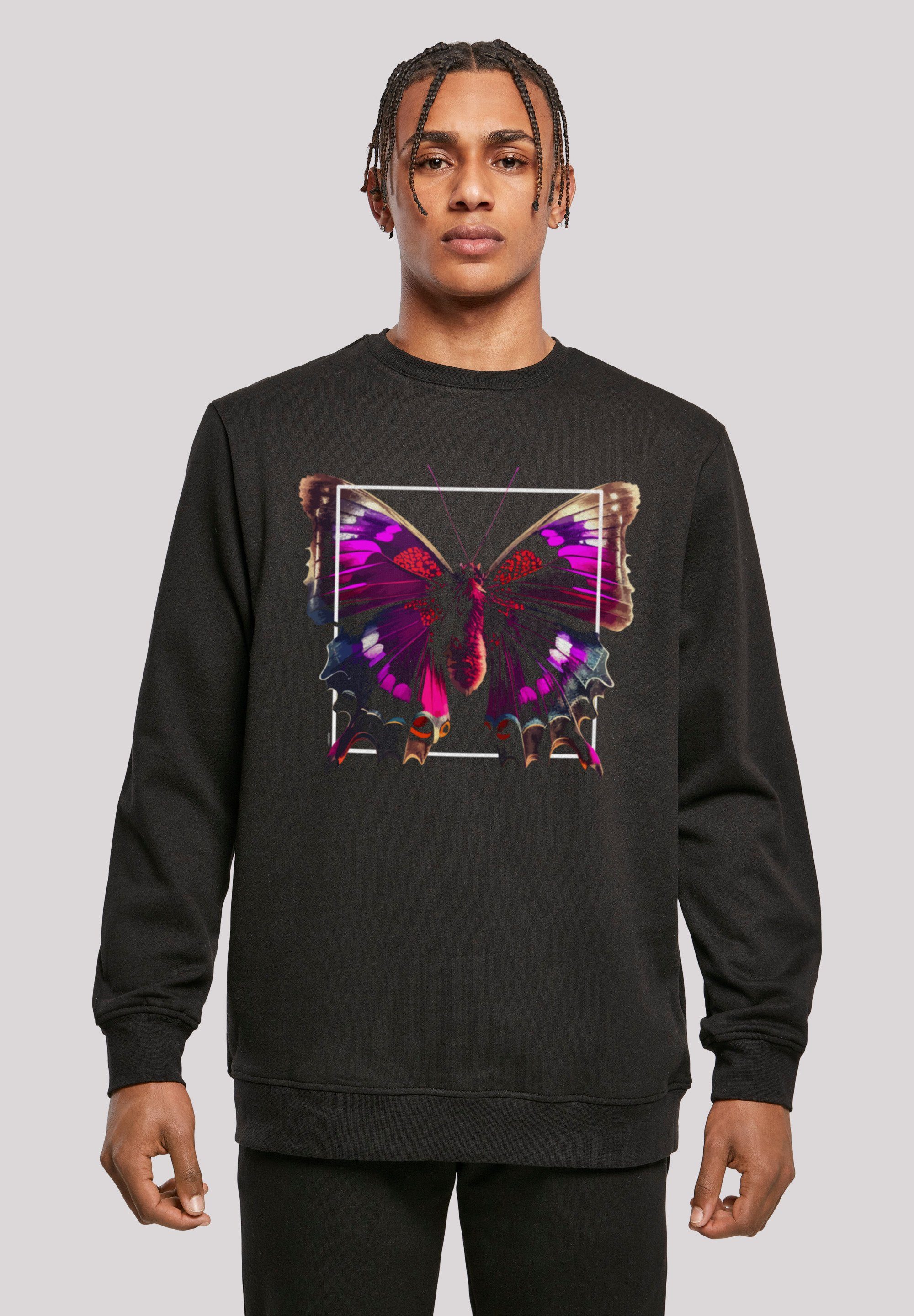 F4NT4STIC Kapuzenpullover Pink Schmetterling CREWNECK Print