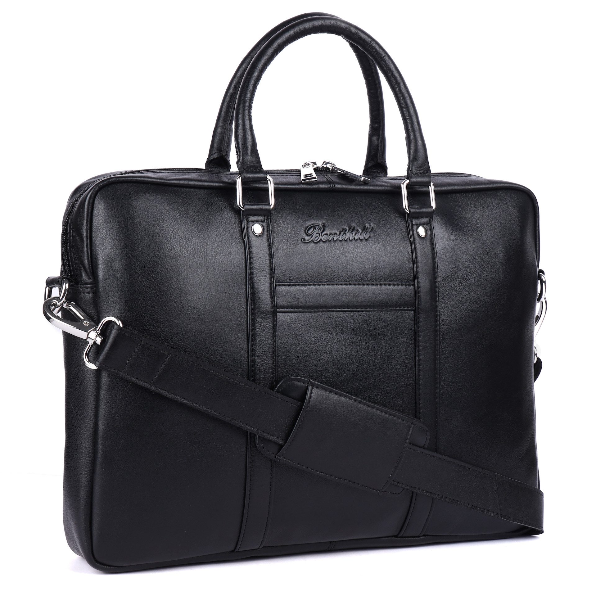 Benthill Aktentasche Echt Leder Laptoptasche Büro Tasche Umhängetasche Schultertasche, Schultergurt / Umhängegurt Reißverschlussfach