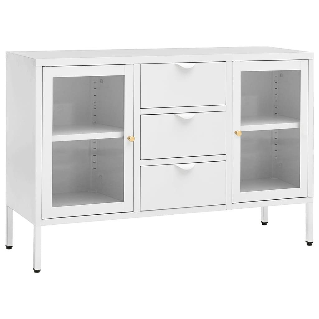 vidaXL Sideboard NA Sideboard Weiß 105x35x70 cm Stahl und Hartglas