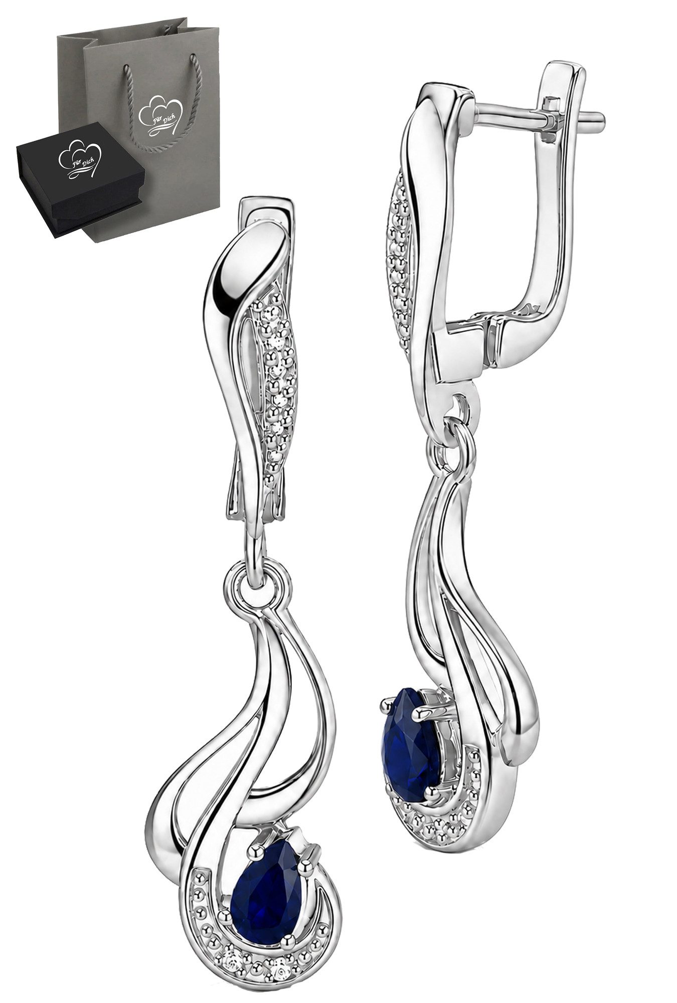 Limana Paar Ohrhänger hängende Edelstein Ohrringe Damen 925 Silber Geschenk Frau Freundin (nach Auswahl Opal Saphir Smaragd oder Amethyst inkl. Dose und Tasche), Geburtstag Jahrestag Hochzeitstag Weihnachten Muttertag Valentinstag