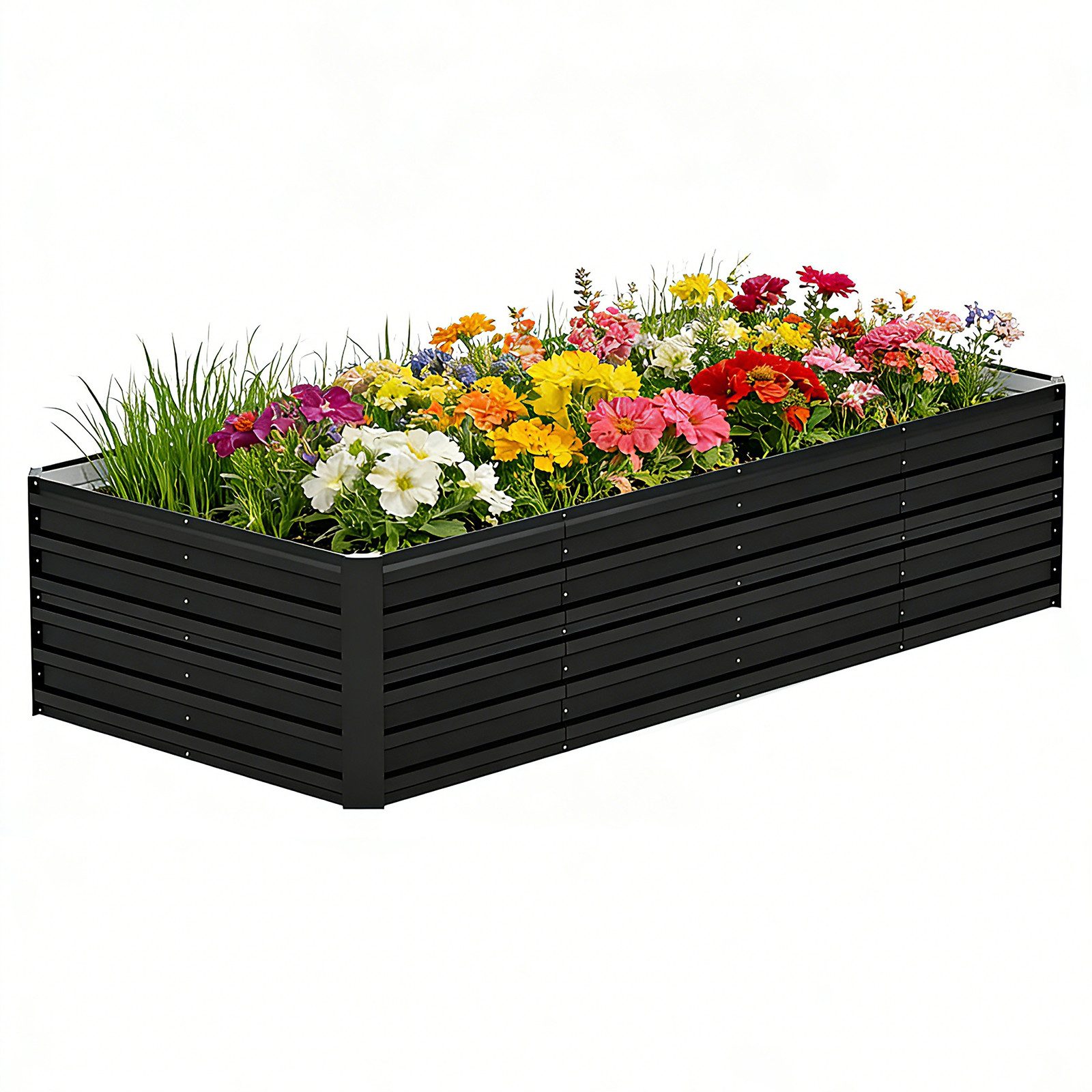 FIVMEN Hochbeet Metall Rechteckig - Verzinktes Gartenbeet aus Stahl (rostfrei & wetterfest, für Gemüse, Kräuter & Blumen, Pflanzkasten für Garten, Balkon & Terrasse)