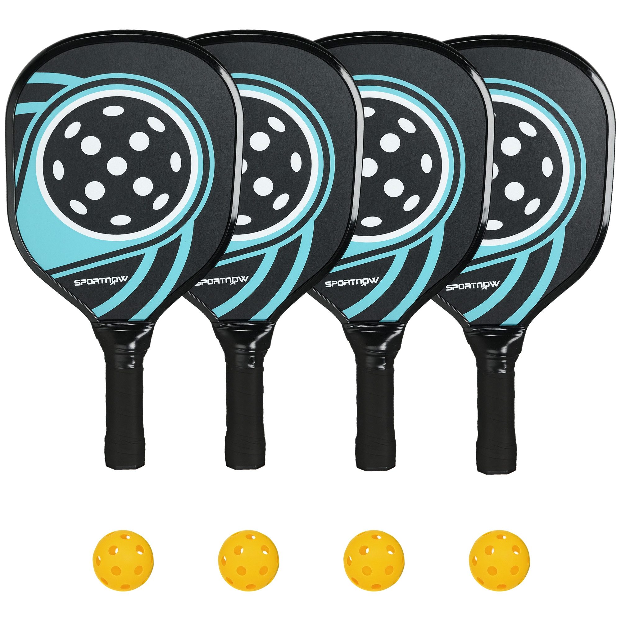 SPORTNOW Pickleballschläger Paddelschläger Set mit ergonomisch Griff Tasche, Indoor & Outdoor, (Pickleball-Set, 9-tlg., Tragetasche), für Indoor & Outdoor, Anfänger Freizeitspieler