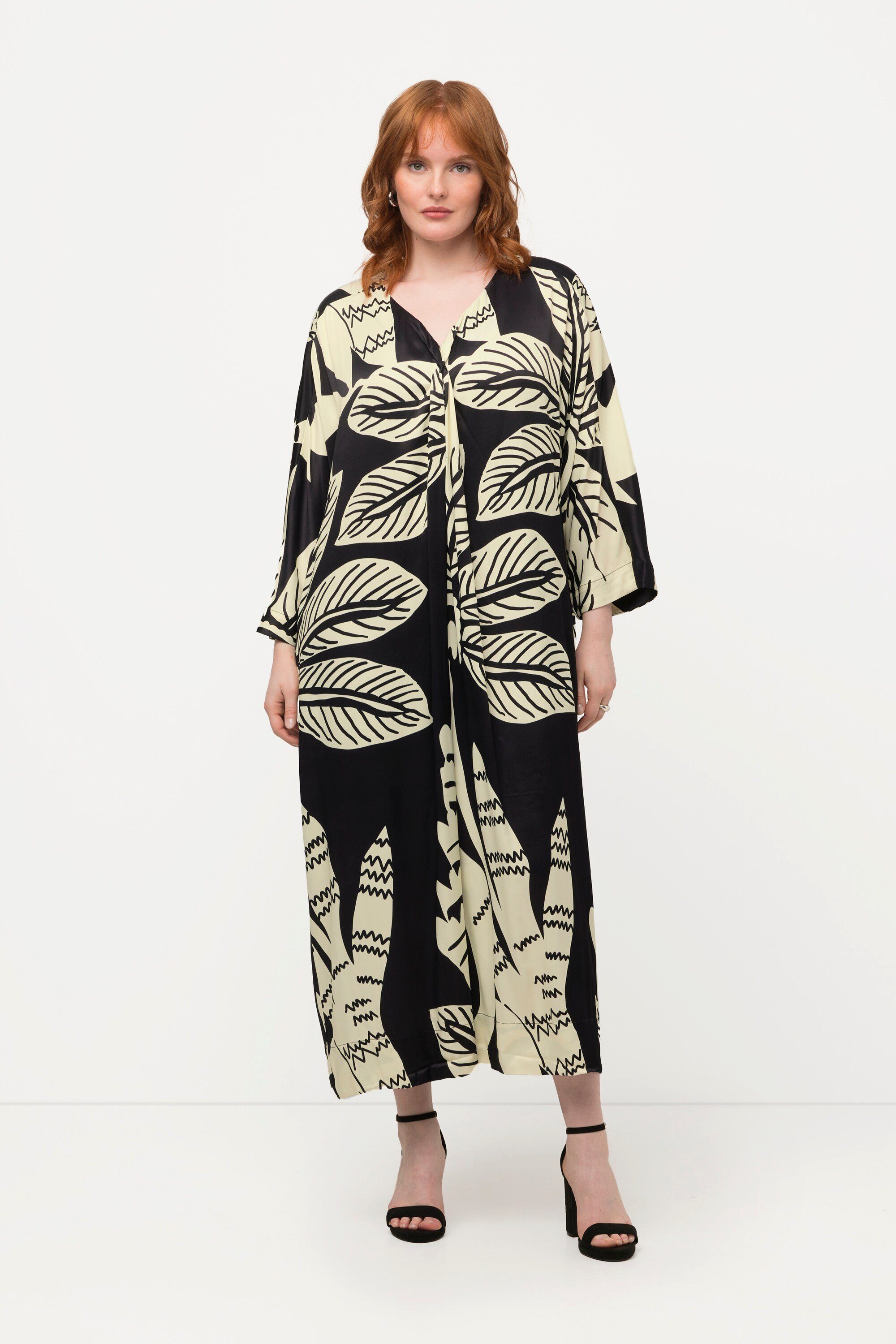 Ulla Popken Maxikleid Midikleid Palmen Drapierung günstig online kaufen