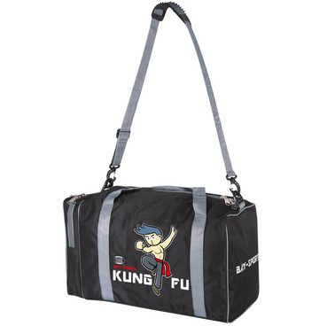 BAY-Sports Sporttasche Kung Fu Trainingstasche für Kinder Wing Chun Shaolin Kindertasche grau (Stück), Für kleine Nachwuchsfighter, 50 cm, aufgeweckten Design Mädchen/Jungs