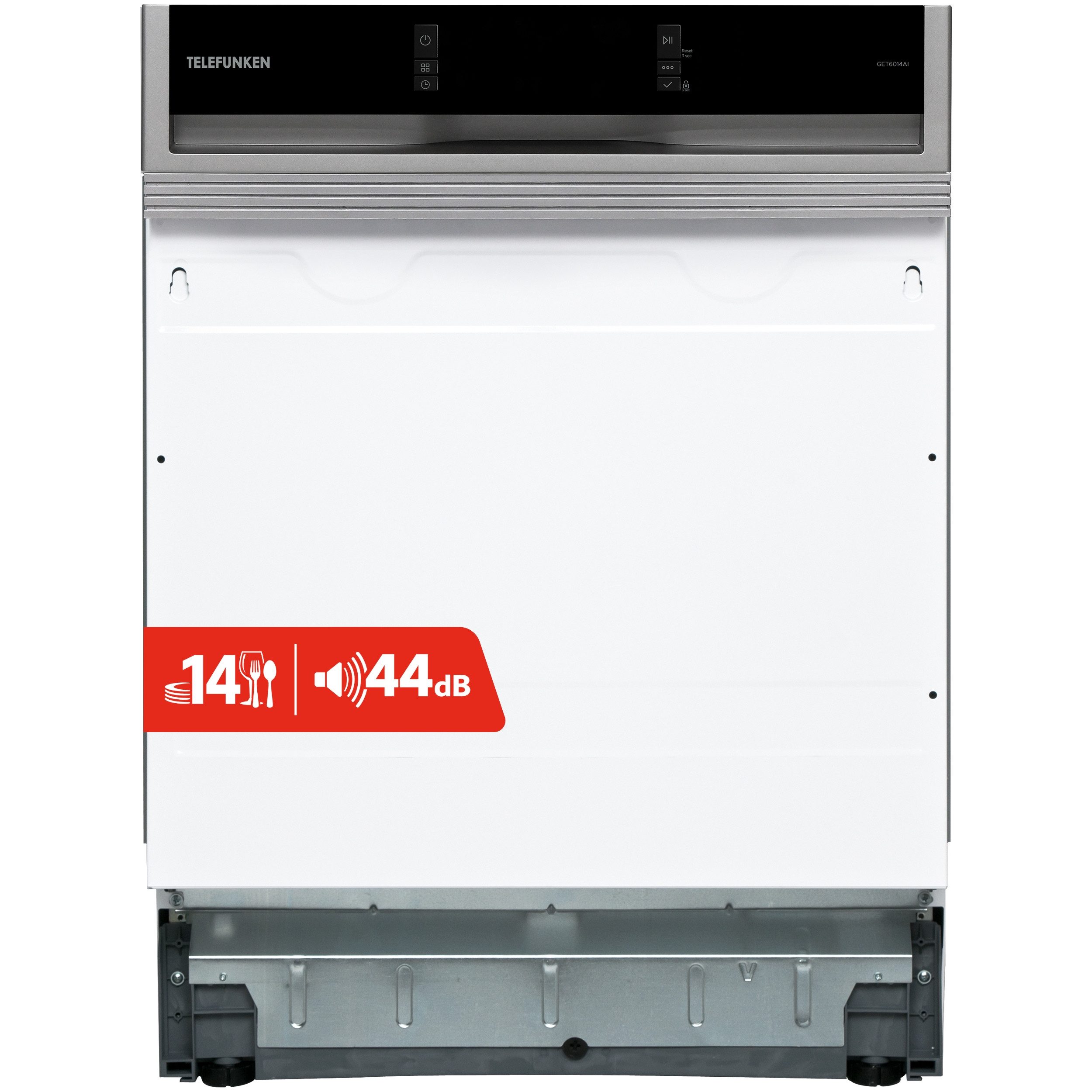 Telefunken teilintegrierbarer Geschirrspüler GET6014AI, 9 l, 14 Maßgedecke, Einbau Spülmaschine teilintegriert 60 cm, 14 Gedecke, AquaStop, EEK A