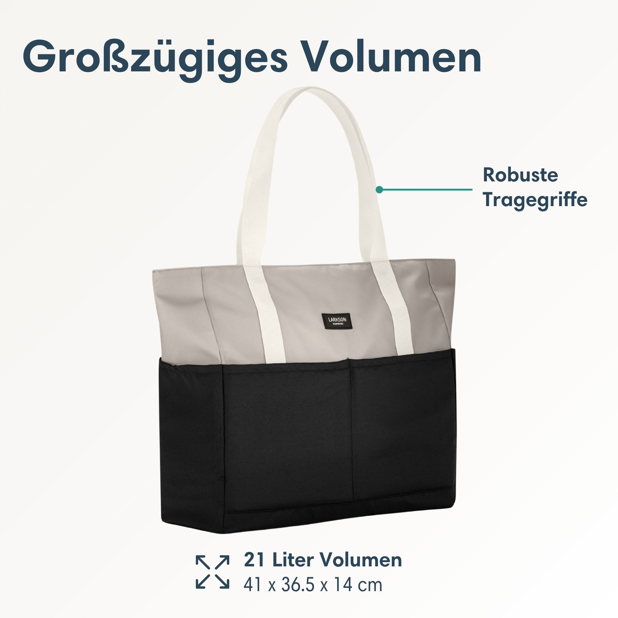 LARKSON Strandtasche Linn Strandtasche mit Reißverschluss (1-tlg), Große Beach Bag für Strand und Urlaub, Wasserabweisend