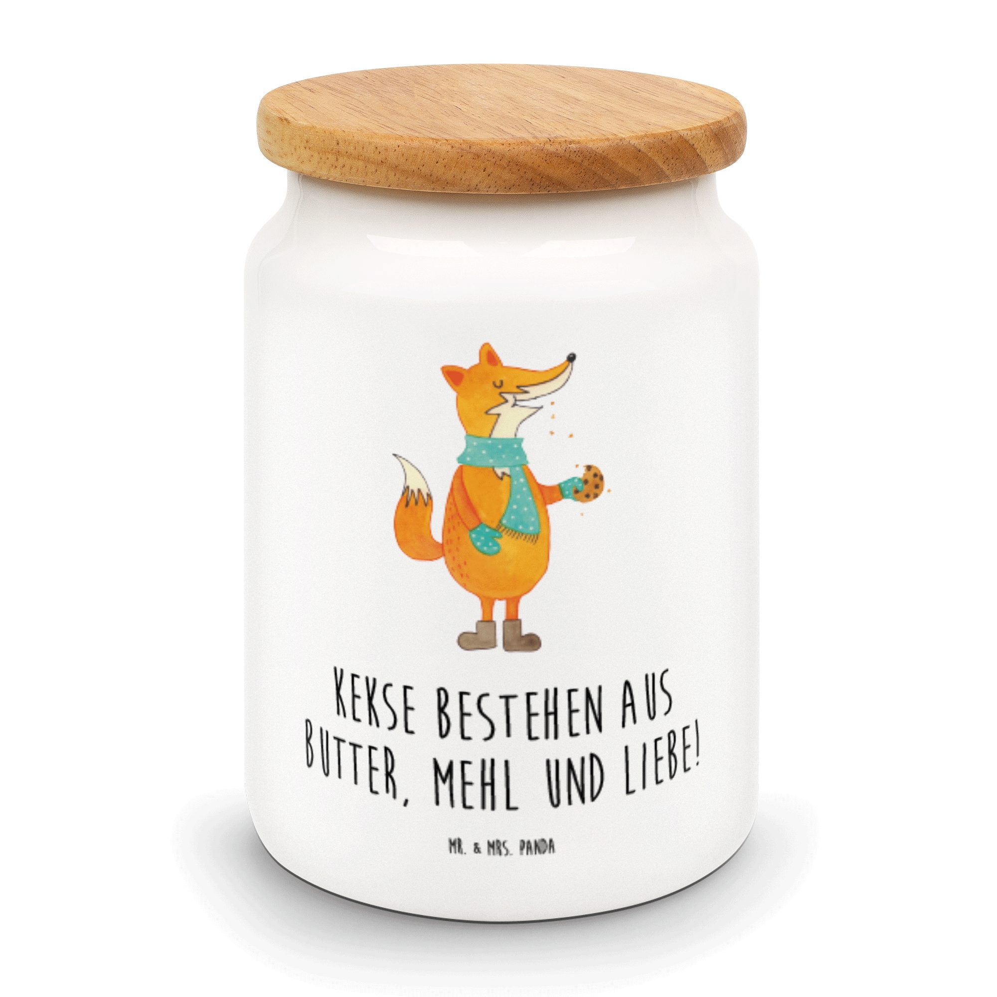 Mr. & Mrs. Panda Vorratsdose Fuchs Keks - Weiß - Geschenk, Küche Deko, Kekse, glücklich, Weihnacht, Keramik, (1-tlg) | Vorratsdosen