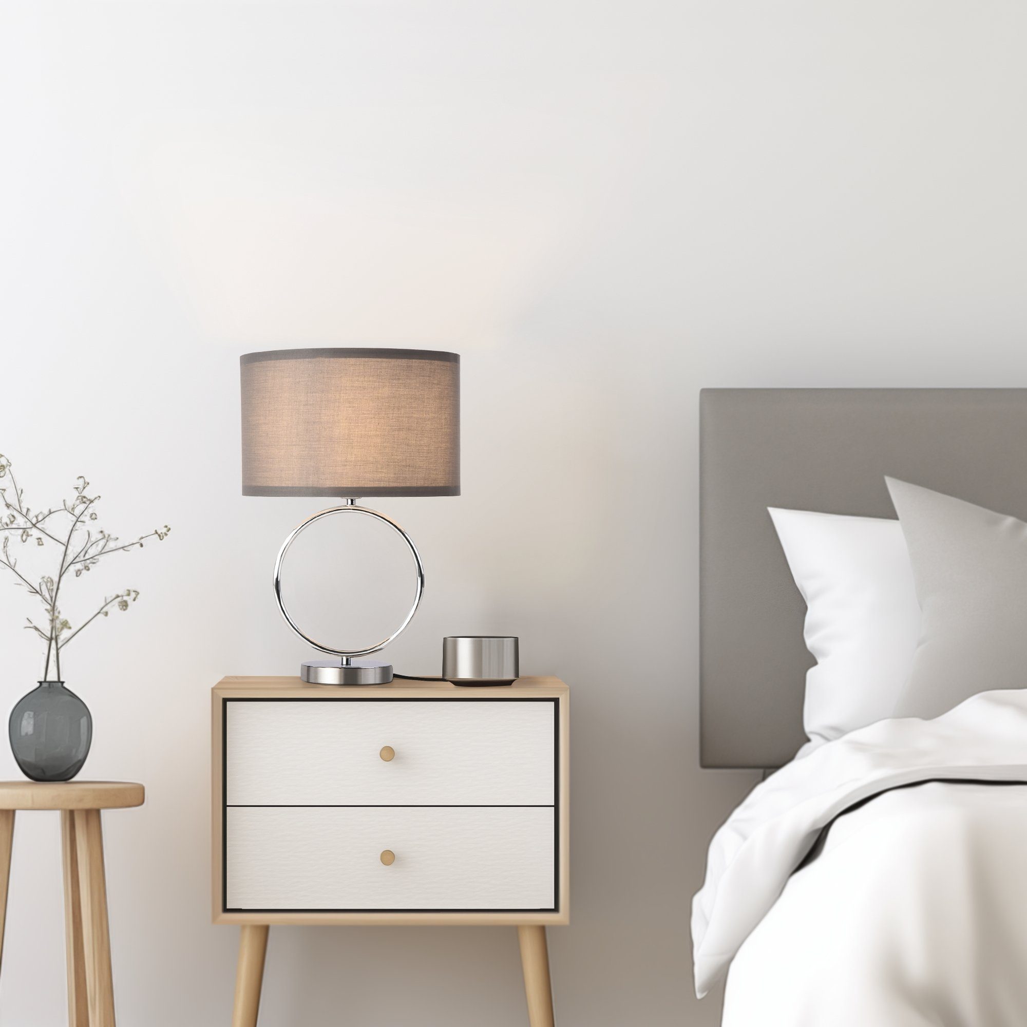 lux.pro Tischleuchte, ohne Leuchtmittel, »Torquay« 1 x E14 Metall Textil 42 günstig online kaufen