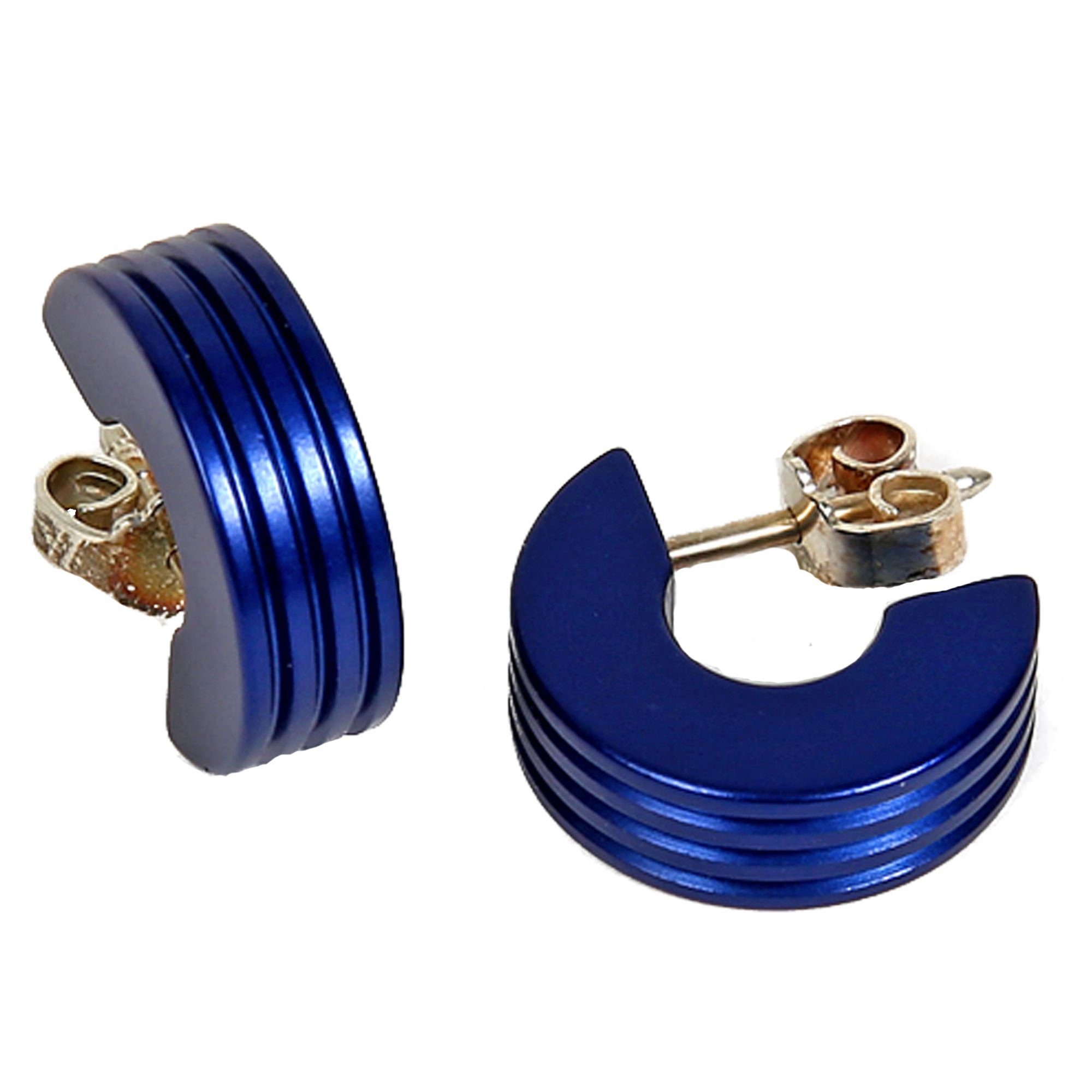 Paar Creolen eloxiertes Aluminium blau