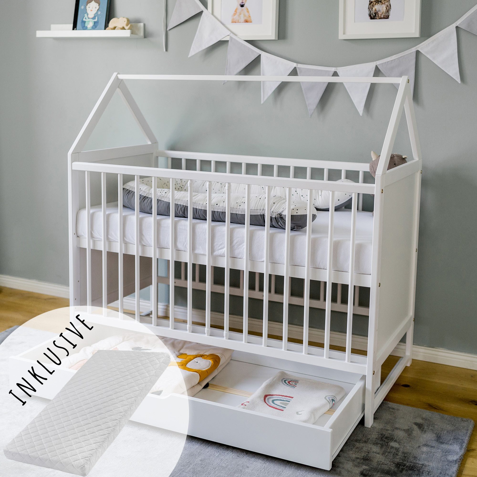 Kids Collective Babybett Beistellbett Kinderbett und Hausbett in einem mit günstig online kaufen