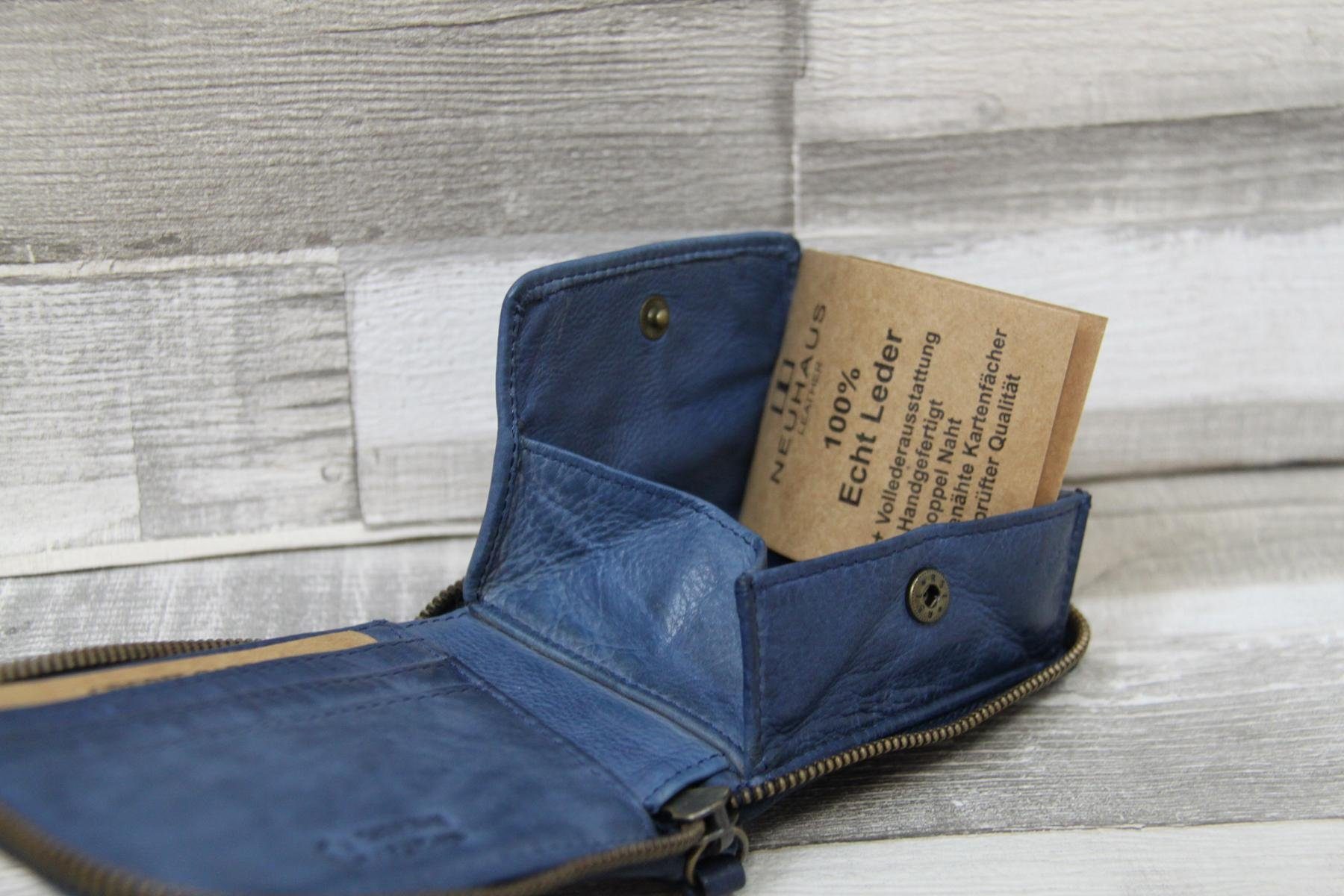 neu.haus Geldbörse griffige Lederbörse umlaufender RV