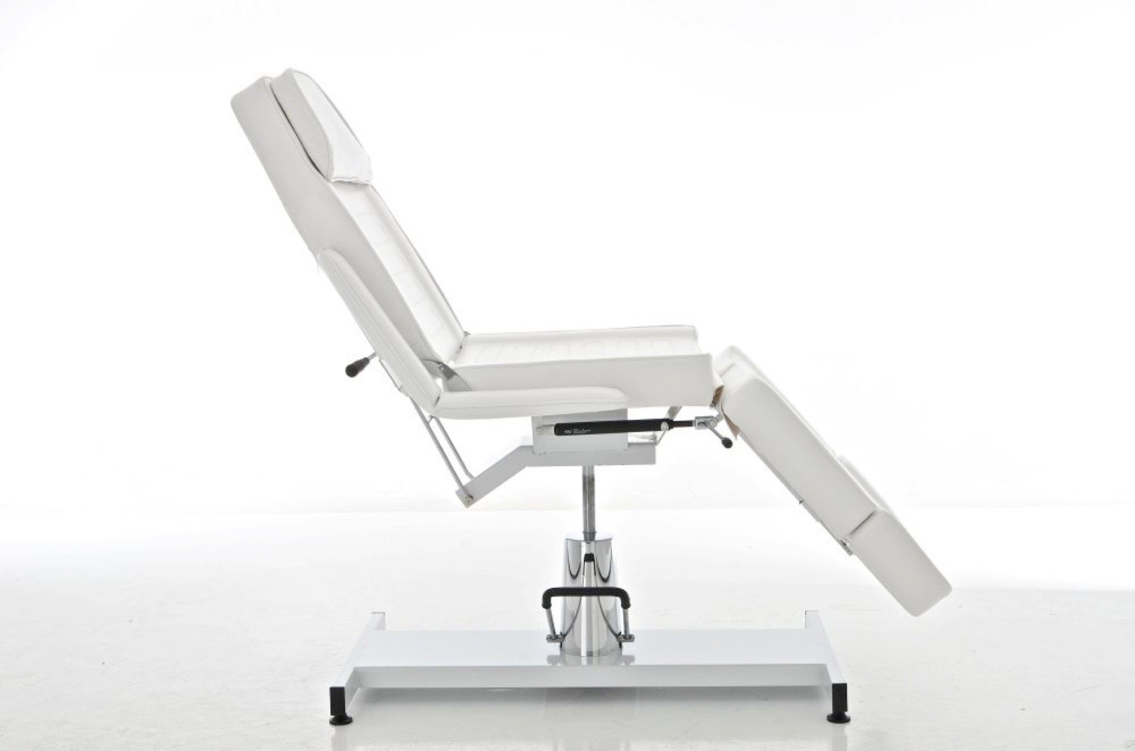 TPFLiving Massageliege Sphere - Hydraulische Kosmetikliege (Massagebett 360° drehbar. Sitzhöhe 60 - 75 cm, Massagesessel bis zu 400 kg belastbar), mit Feinzellenschaumstoff gepolstert - Material: Kunstleder weiß