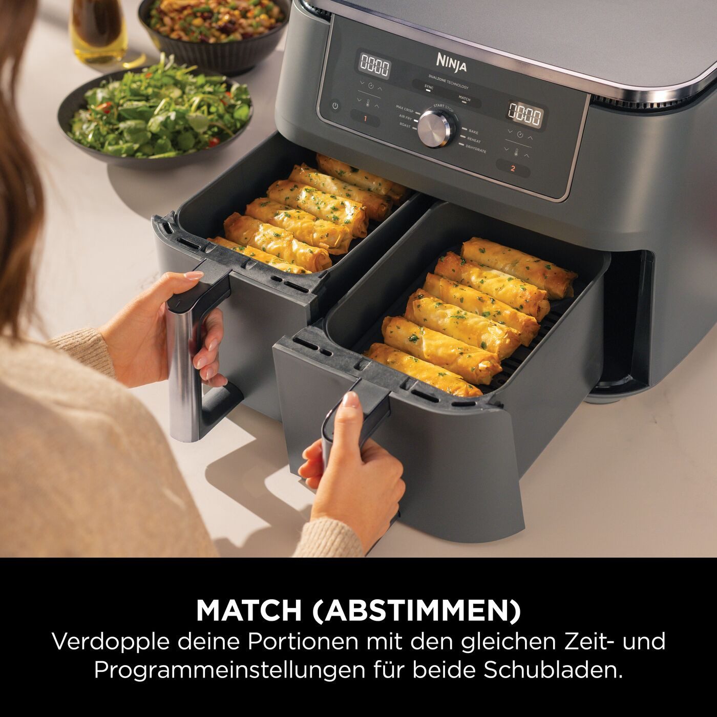 NINJA Heißluftfritteuse Ninja MAX 6-in-1 Dual Zone Air Fryer 9.5L DZ400EU, 2470 W – Bild 4 von 5