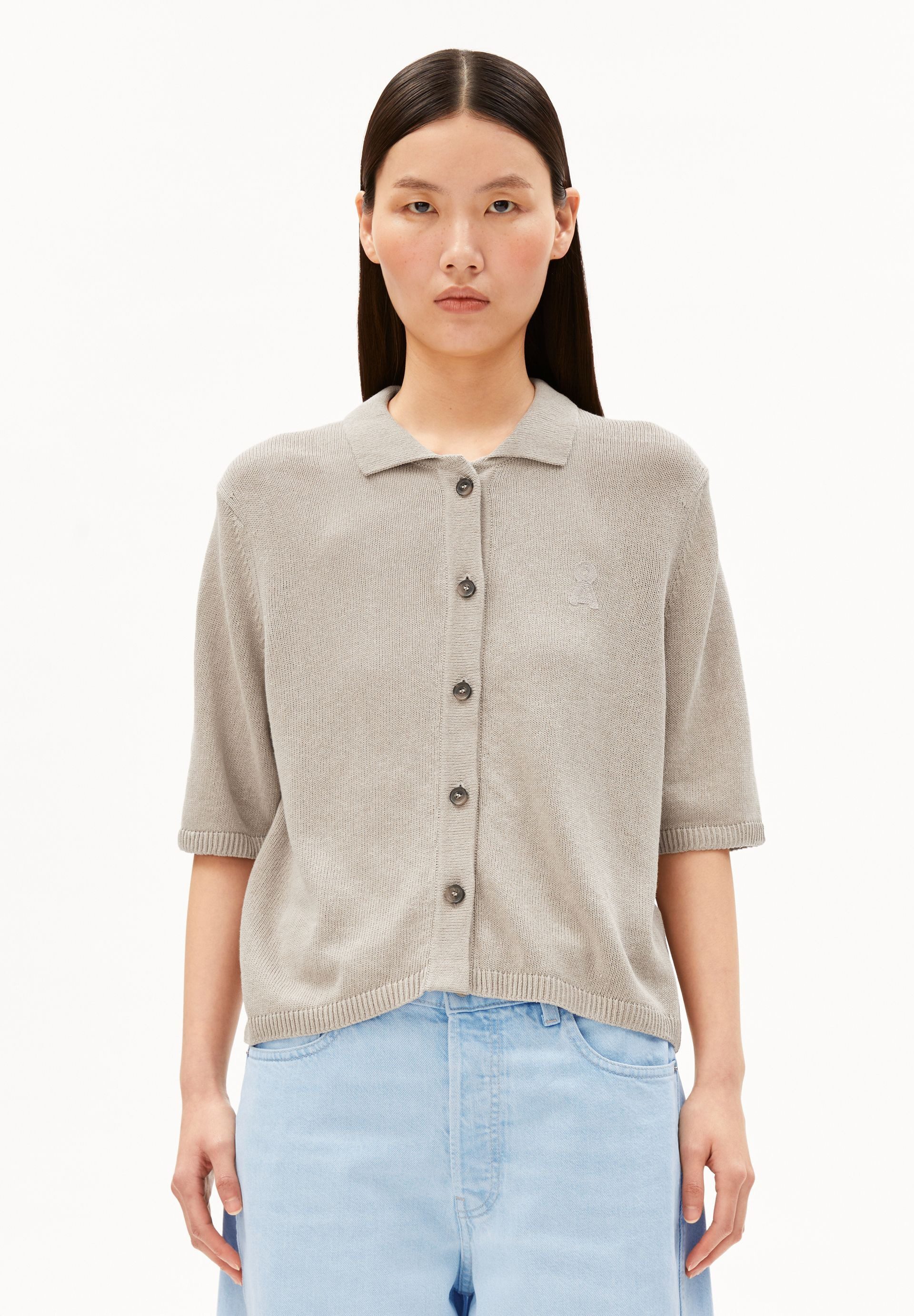 Armedangels Cardigan LINO BLEND Leinen-Mix (Polokragen, Loose Fit)