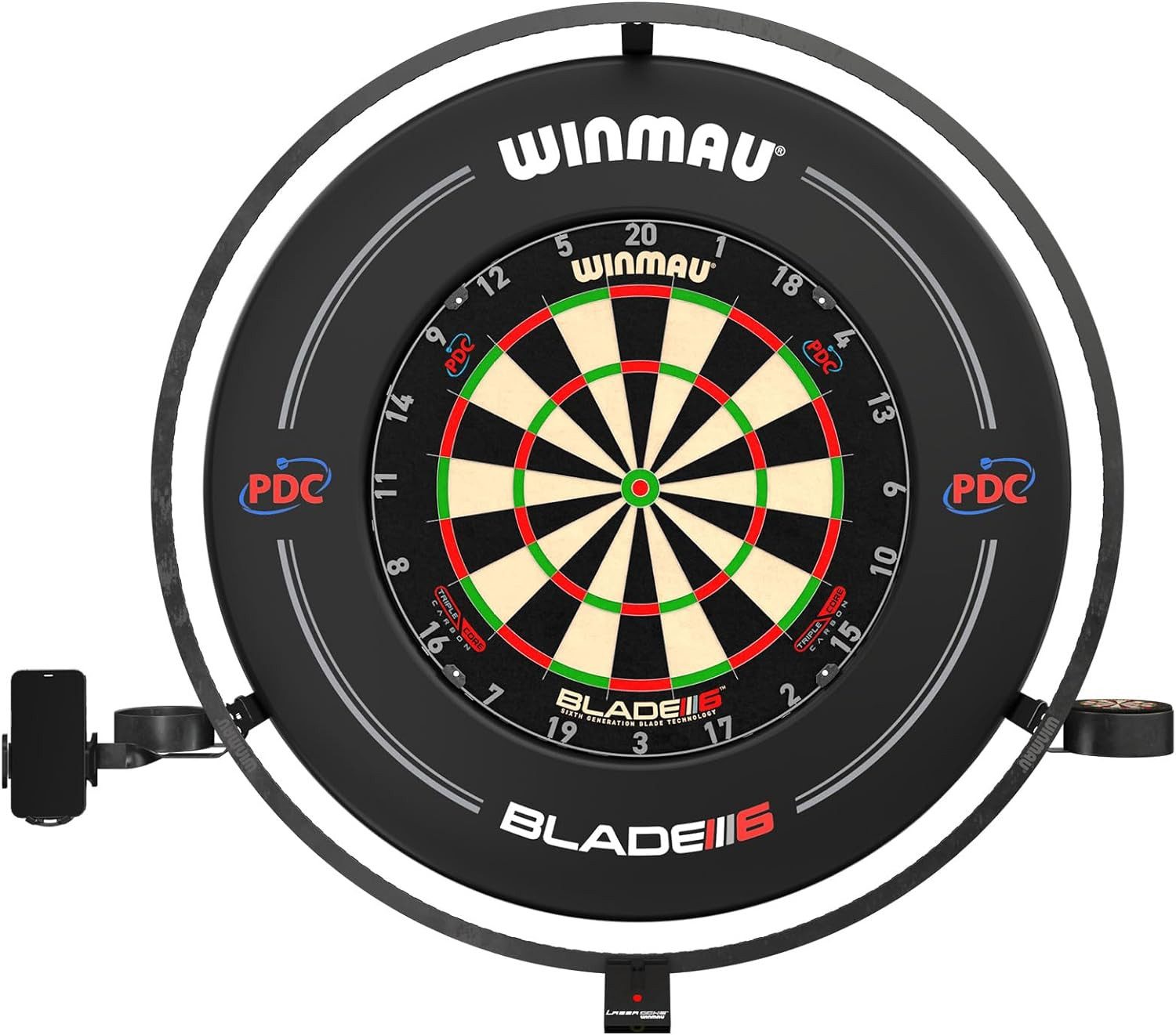 Winmau Dart-Wandschutz Plasma + Zubehör + Blade 6 Triple Core + Catchring
