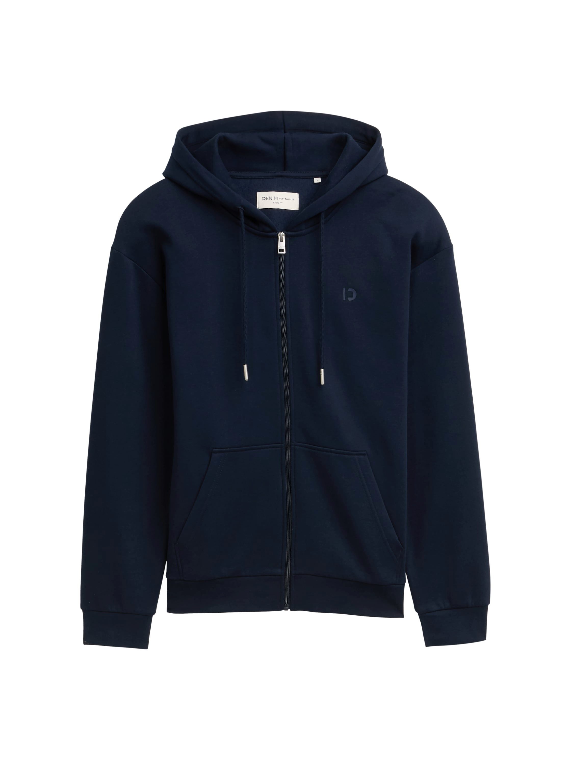 TOM TAILOR Denim Kapuzensweatjacke mit Logostickerei