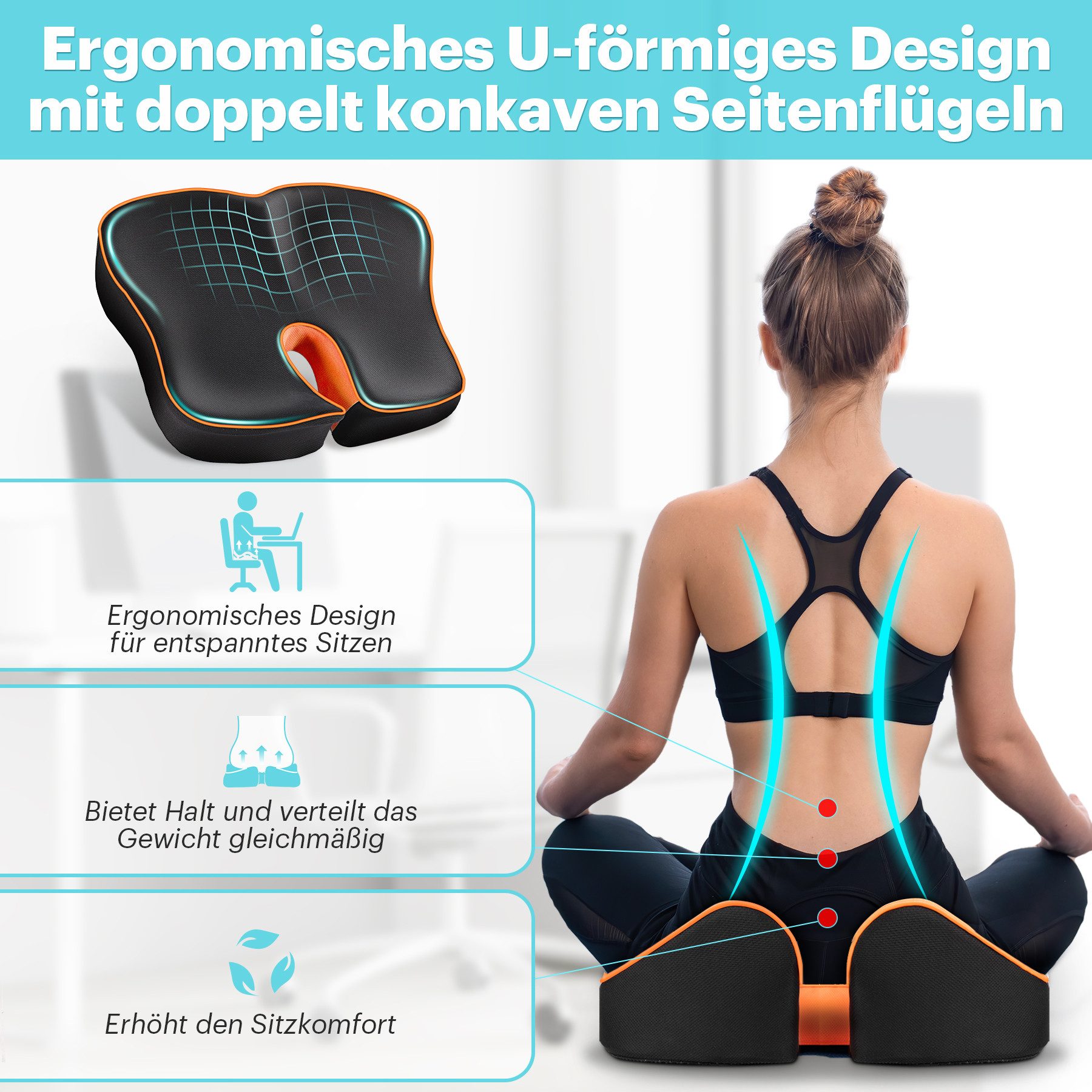 POPOLIC Sitzkissen Kissen Stuhlkissen, Erhöh Sitzkomfort, Ergonomisches Sit günstig online kaufen