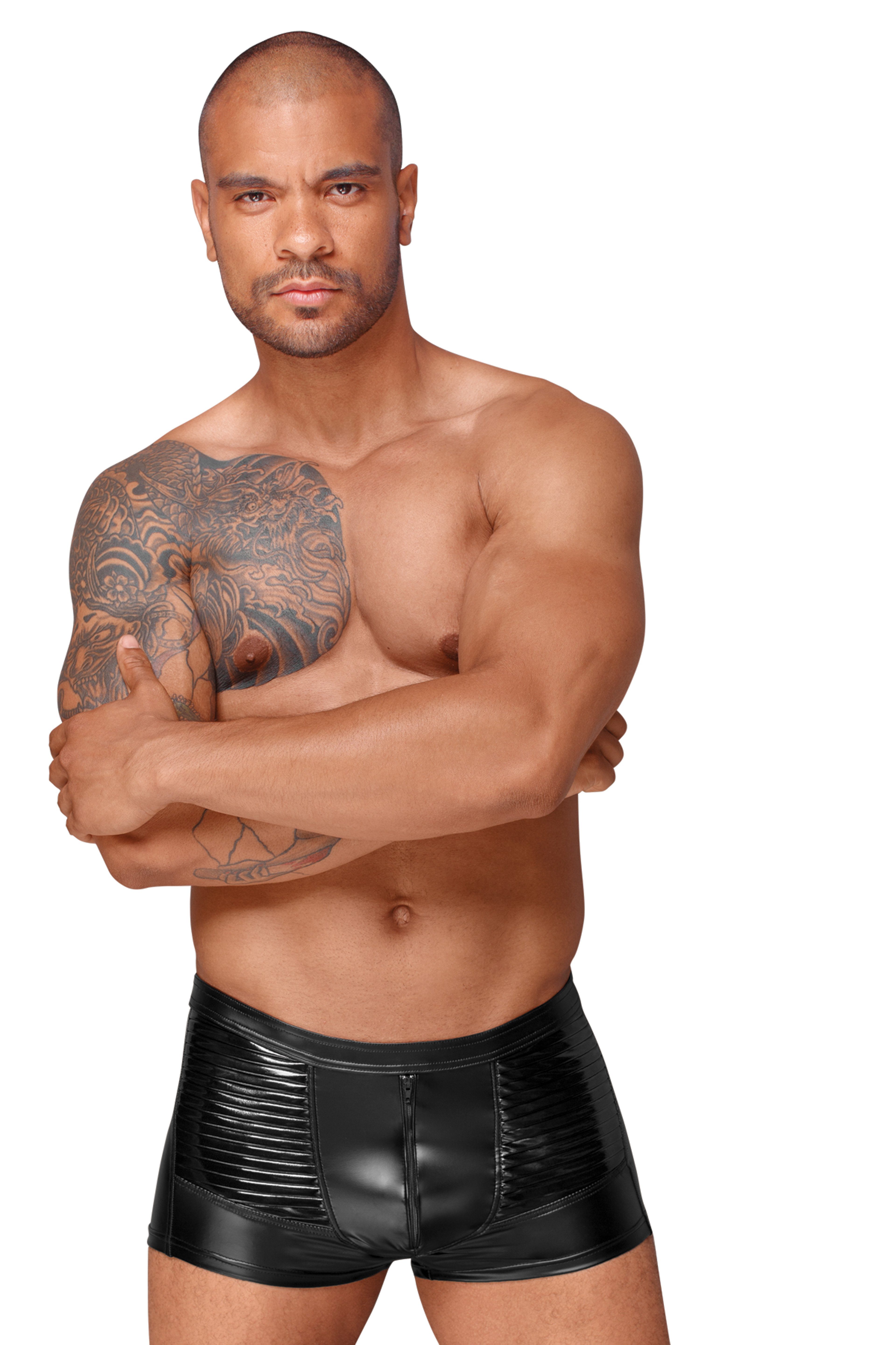 Noir Handmade Boxershorts Powerwetlook Boxer-Short Herren Boxershort Wetlook-Short  Herrenslip Unterhosen in schwarz, Made in EU